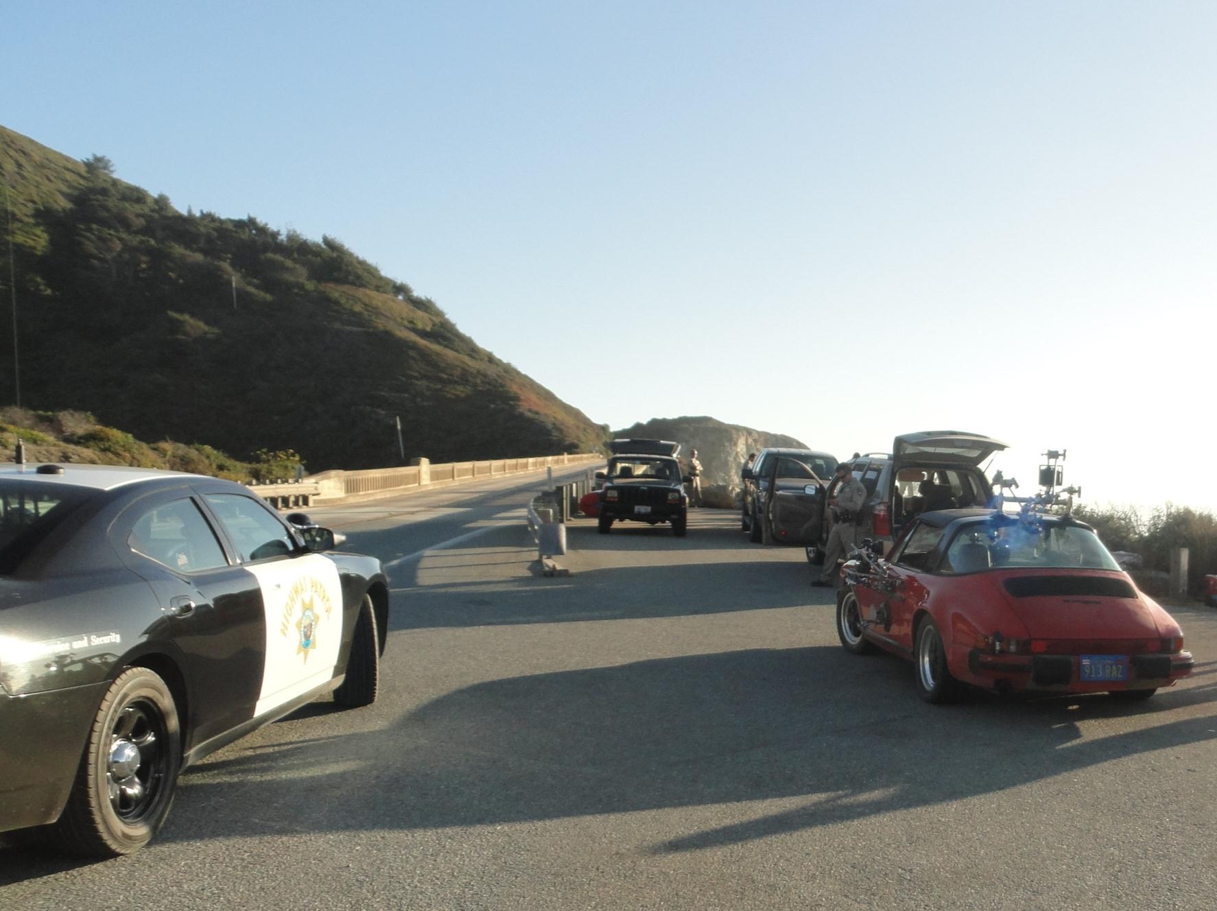 Filming Car Chase Scenes Red Porsche On Hwy 1 Big Sur, 'I melt With You
