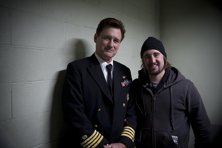 First Assistant Director Travis Huff and Actor Bill Pullman on the set of 