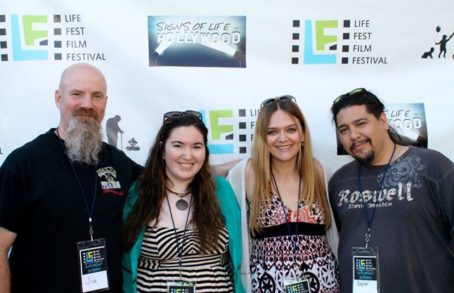 With writer/director Sarah Lotfi, producer Anastasia Cummings and writer/director Haylar Garcia at L.A.'s LifeFest 2013.