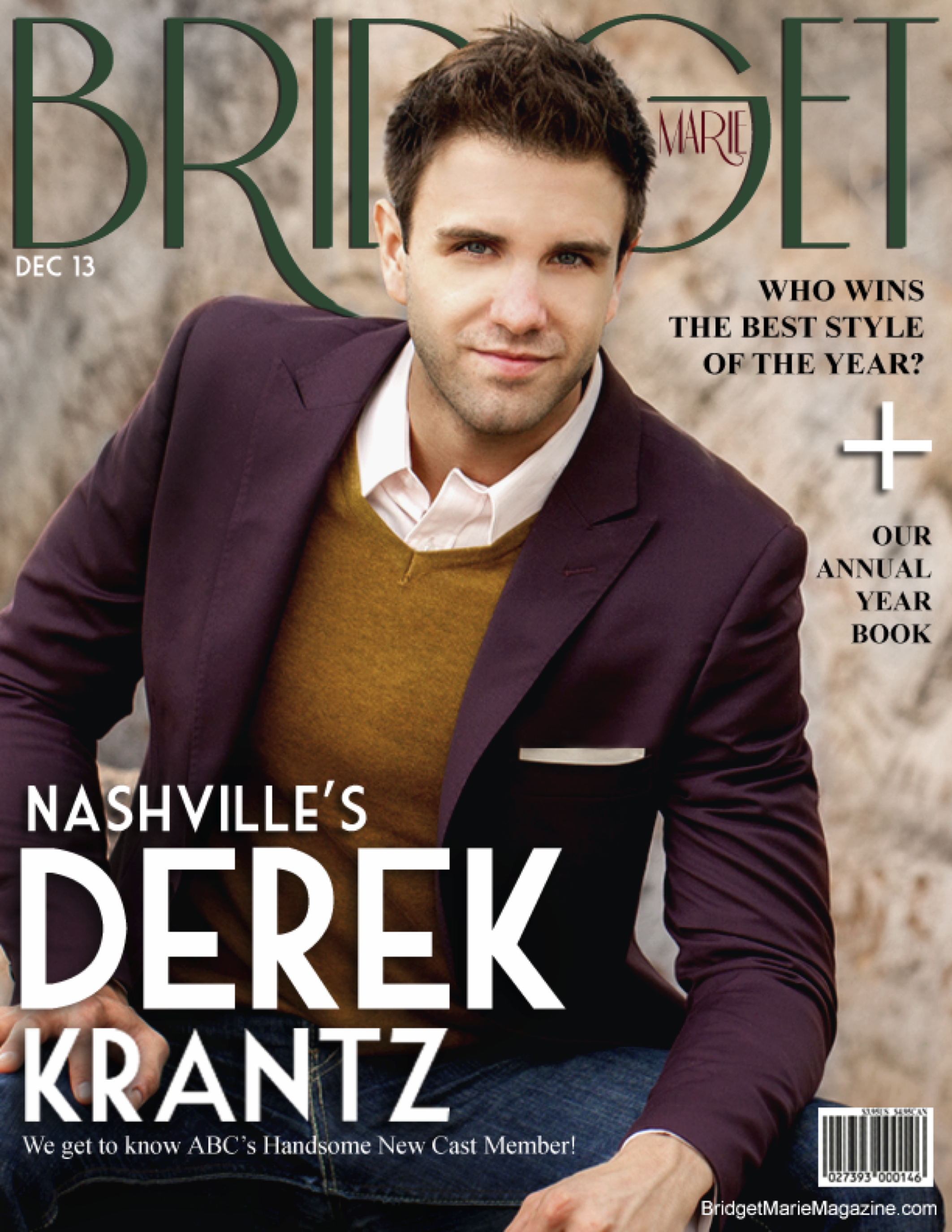 Bridget Marie Magazine Cover. December 2013. Nashville's Derek Krantz