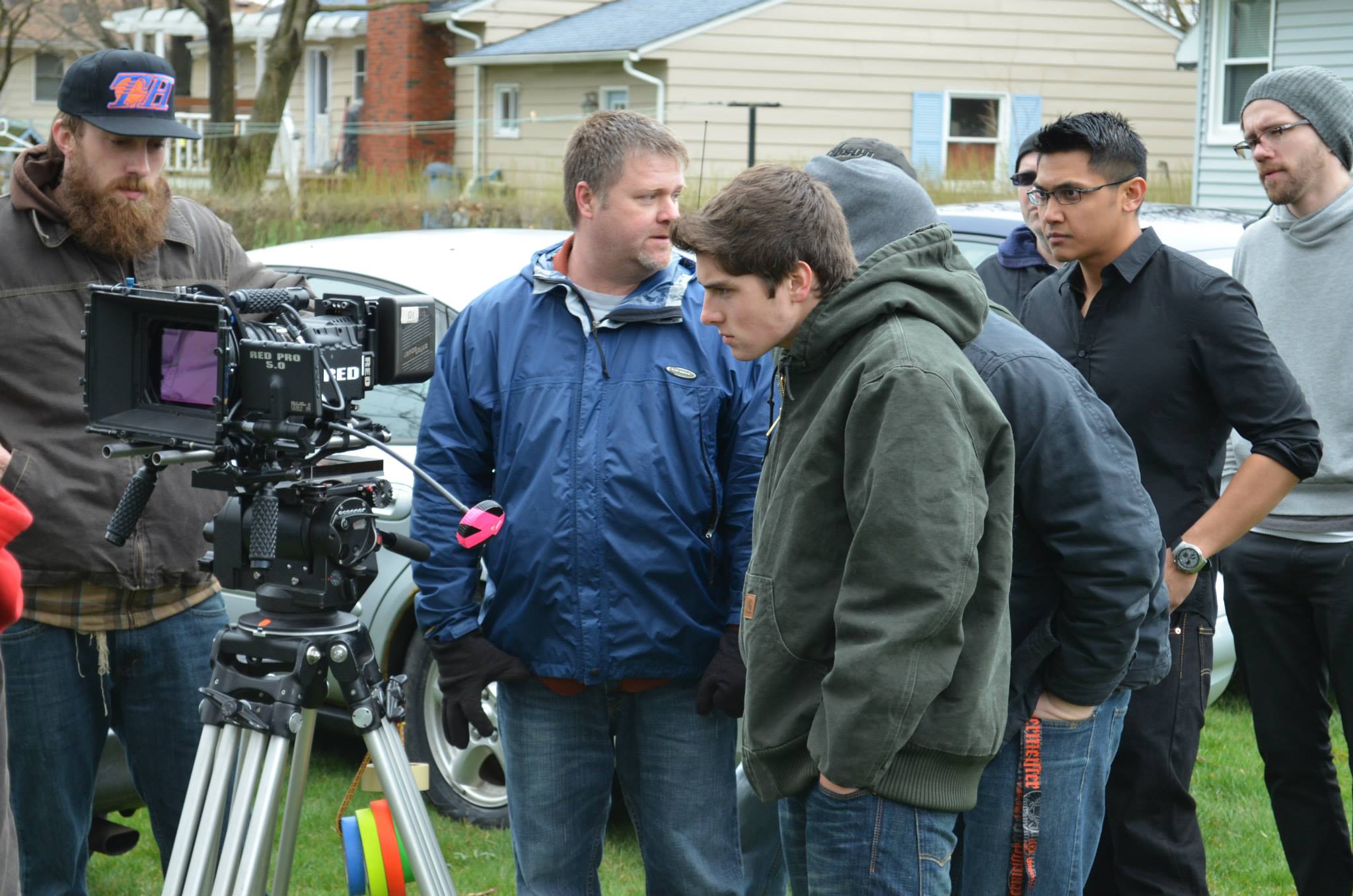 Cameron McKendry on the set of Young Harvest (2013) Directed by Matthew Ward