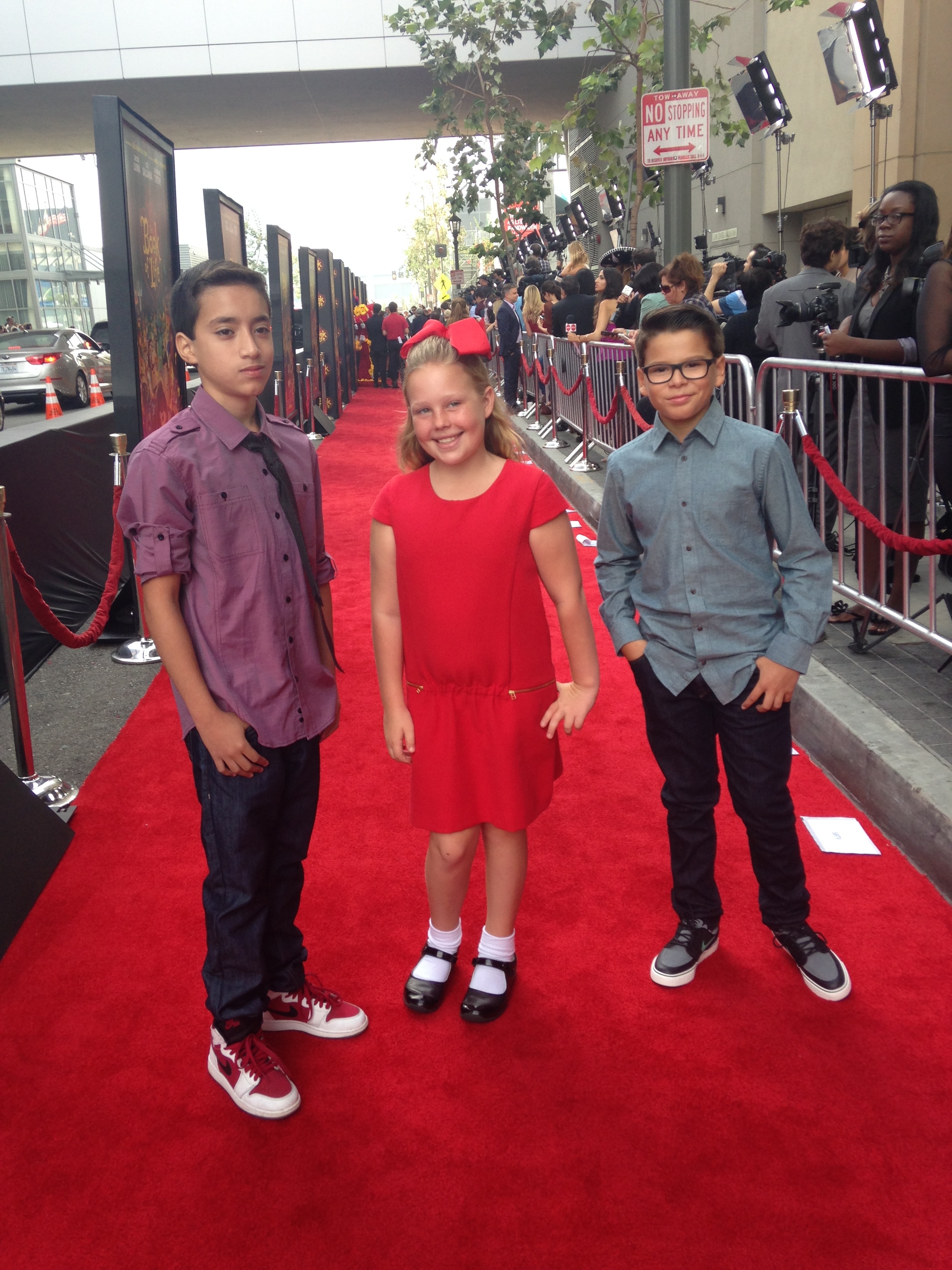 Book of Life Red Carpet Premiere at LA Live Emil-Bastien Bouffard with Elias Garza and Kennedy Peil.