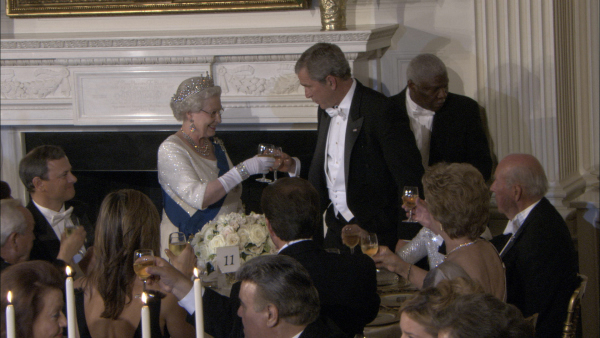 Still of George W. Bush and Queen Elizabeth II in Monarchy: The Royal Family at Work (2007)