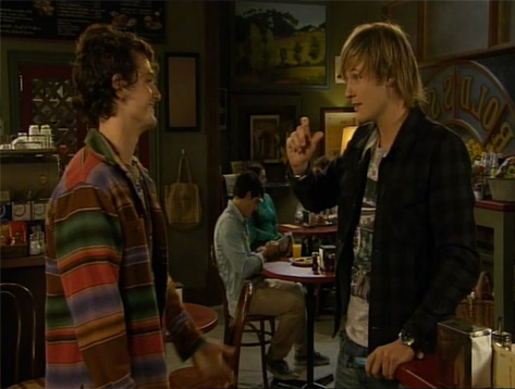 Ben Bordeau and Jordan Patrick Smith in Neighbours.