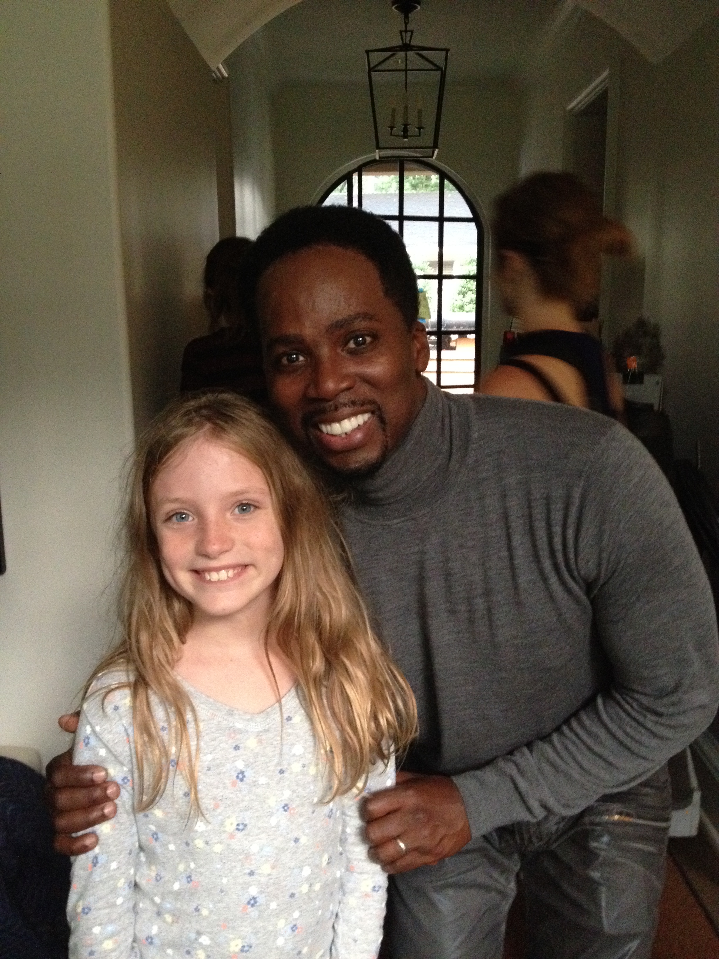 Harold Perrineau and Christa Beth Campbell on the set of Constantine.