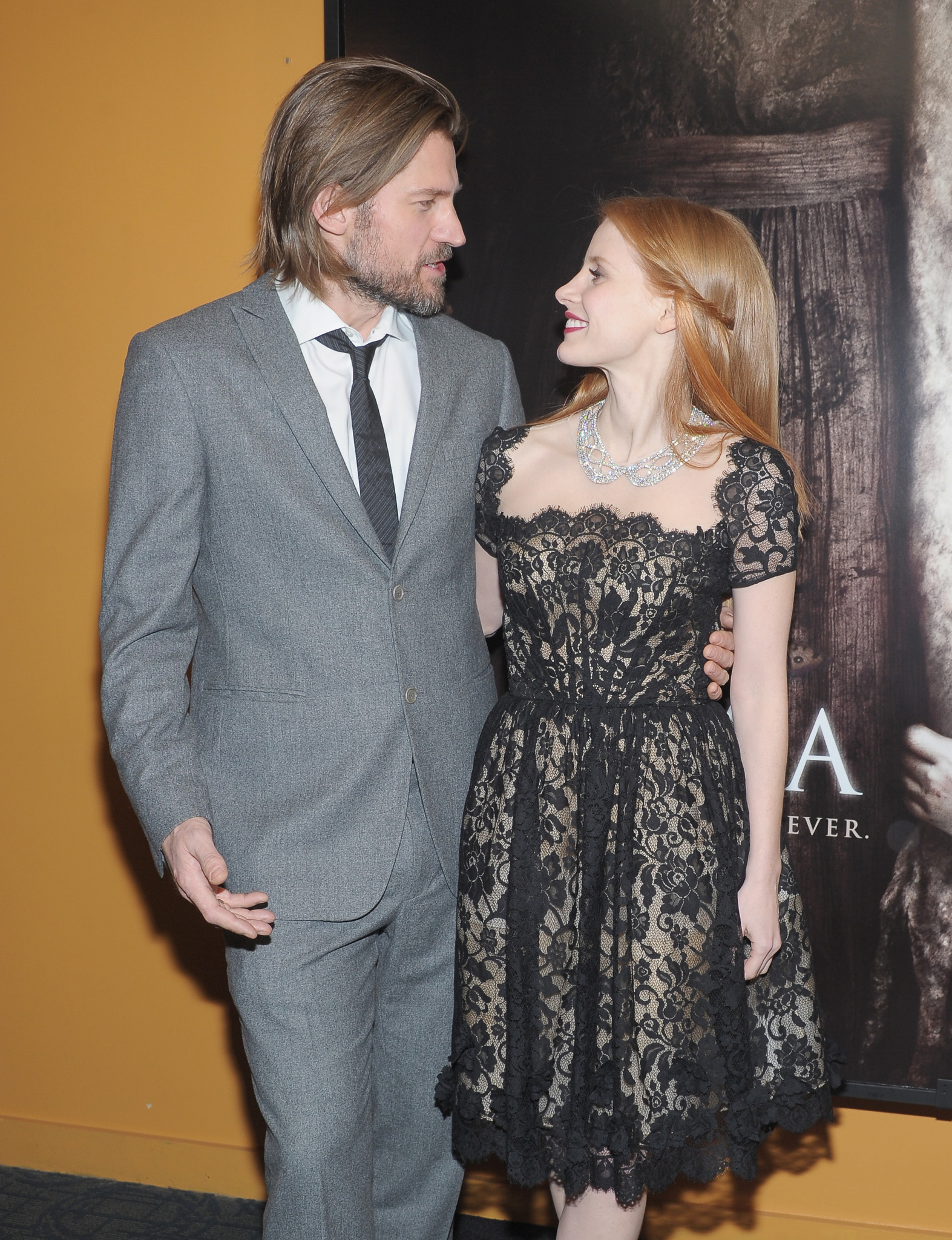 Nikolaj Coster-Waldau and Jessica Chastain at event of Mama (2013)