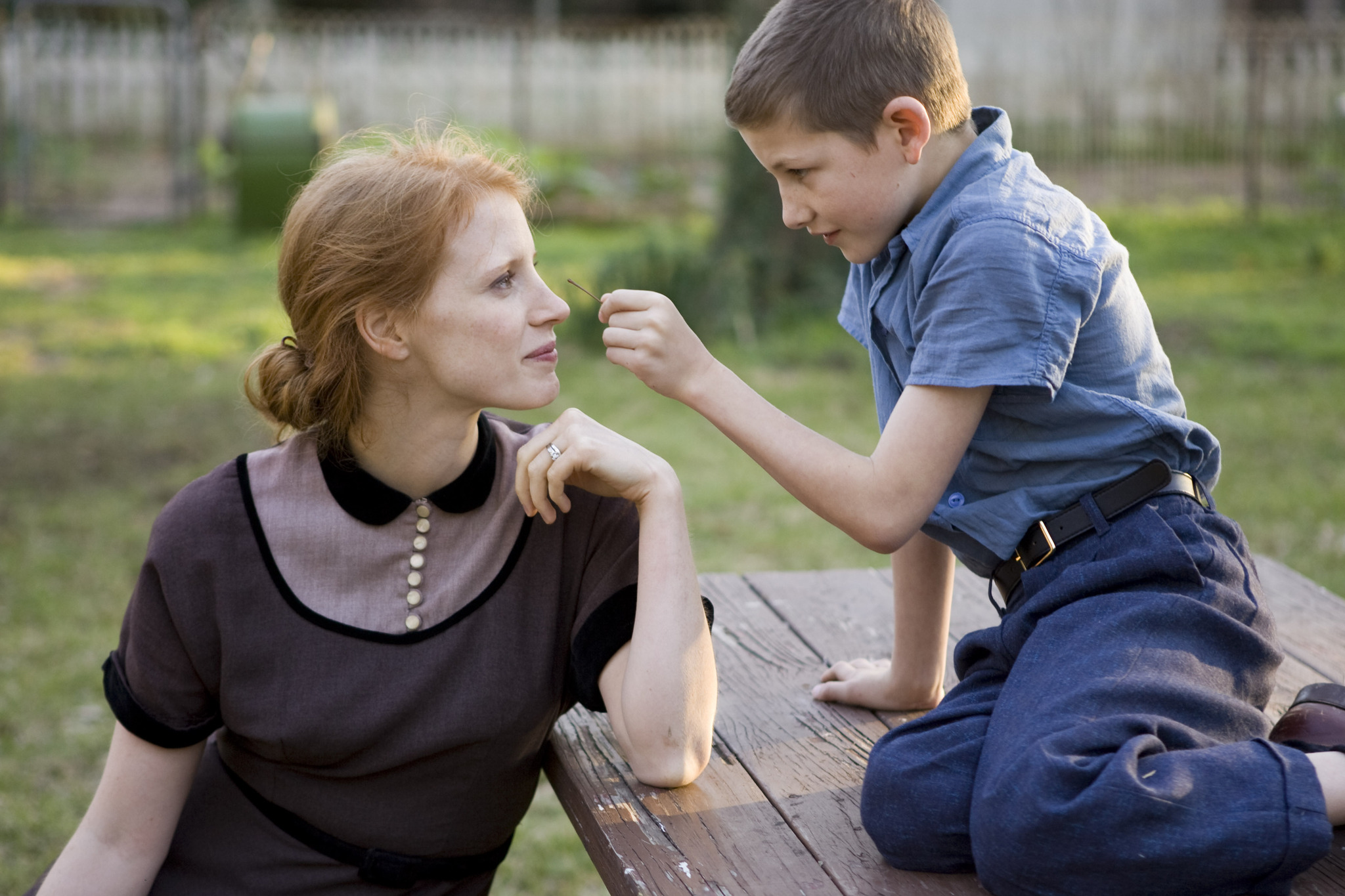 Still of Jessica Chastain and Tye Sheridan in The Tree of Life (2011)