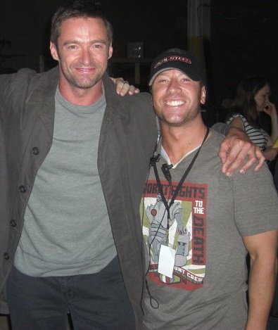 Matt and hugh Jackman on set of 