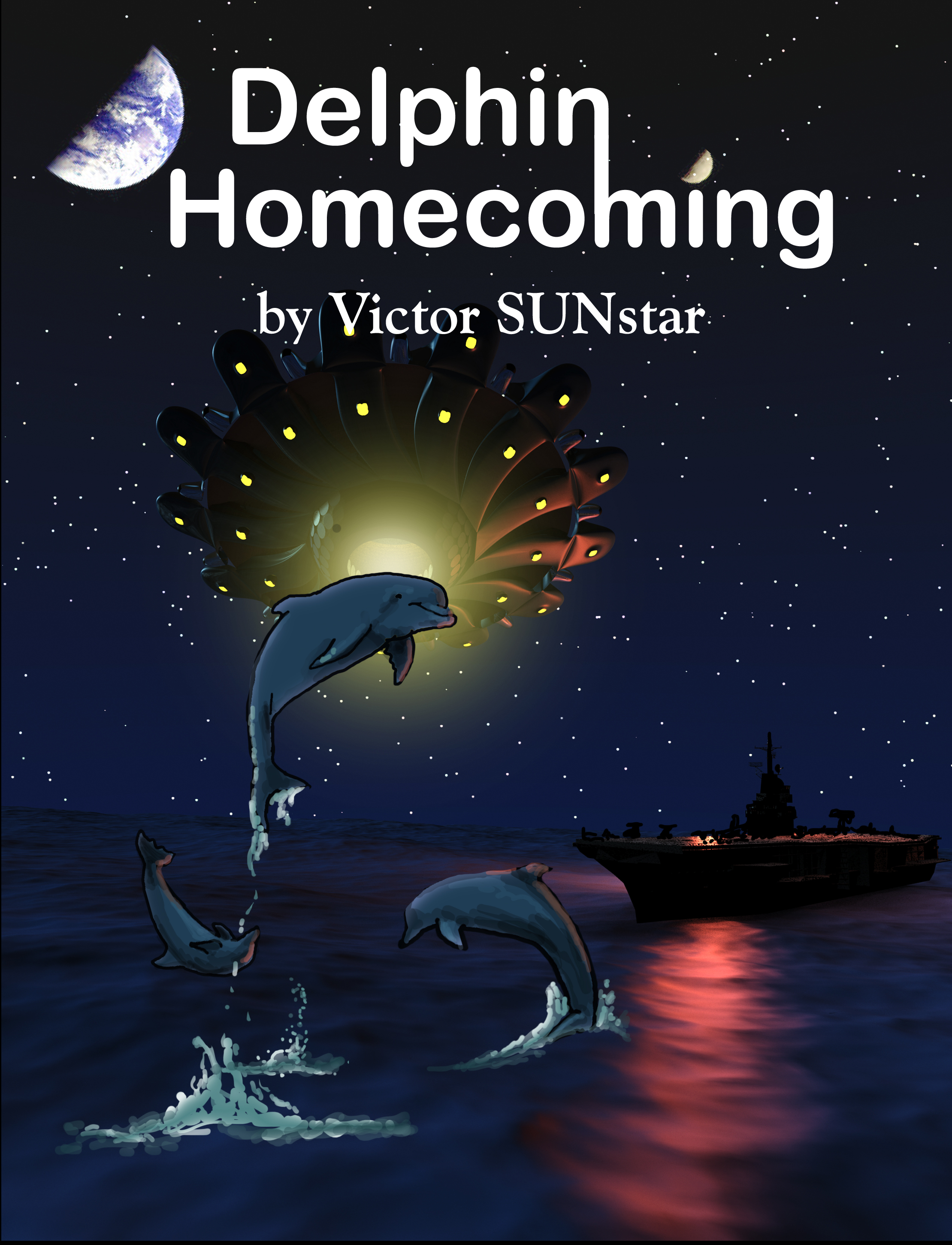 DELPHIN HOMECOMING, BOOK ONE of a Trilogy set 1936 to 2016. NAVY Commander Sara Winchester and 5 US presidents help a band of 160 irepressable,loving and telepathic human form aliens relocate to Earth along with the help of Amelia Earhart, Howard Hughes and Ernest Hemingway. A FUNtastic historic saga.