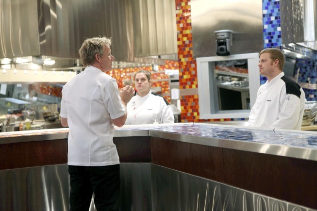 Still of Gordon Ramsay, Nona Sivley and Russell Kook II in Hell's Kitchen (2005)