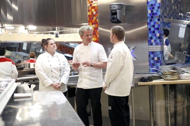 Still of Gordon Ramsay, Nona Sivley and Russell Kook II in Hell's Kitchen (2005)