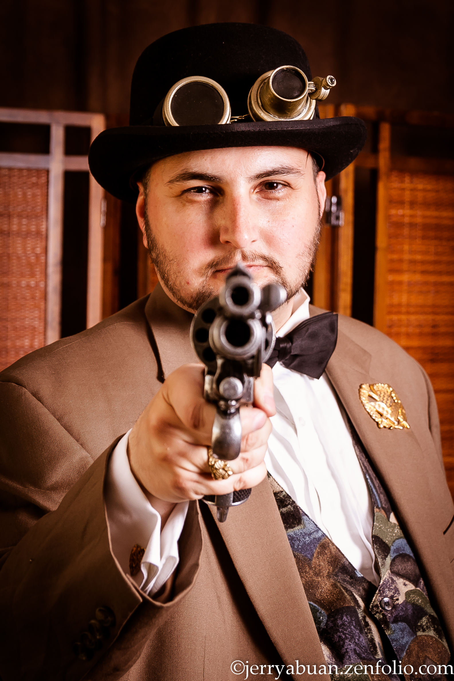 Valiant as a well-dressed outlaw at the Gaslight Gathering 2014 in Fashion Valley, CA (May 2014.