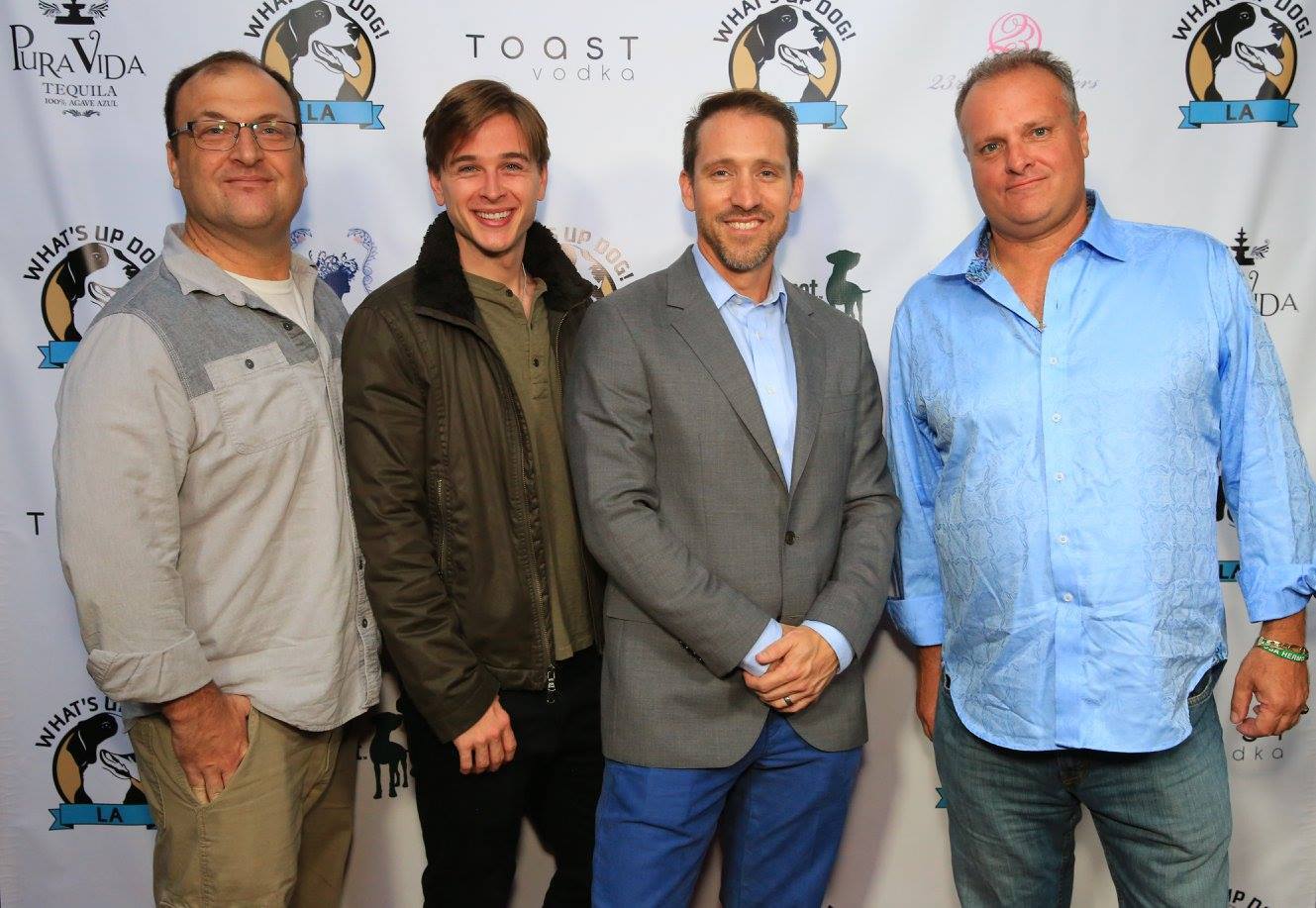 Grant Harling with Seth Coltan, Tommy Day Carey, and Al Hill at the What's Up Dog! LA event on June 29, 2015