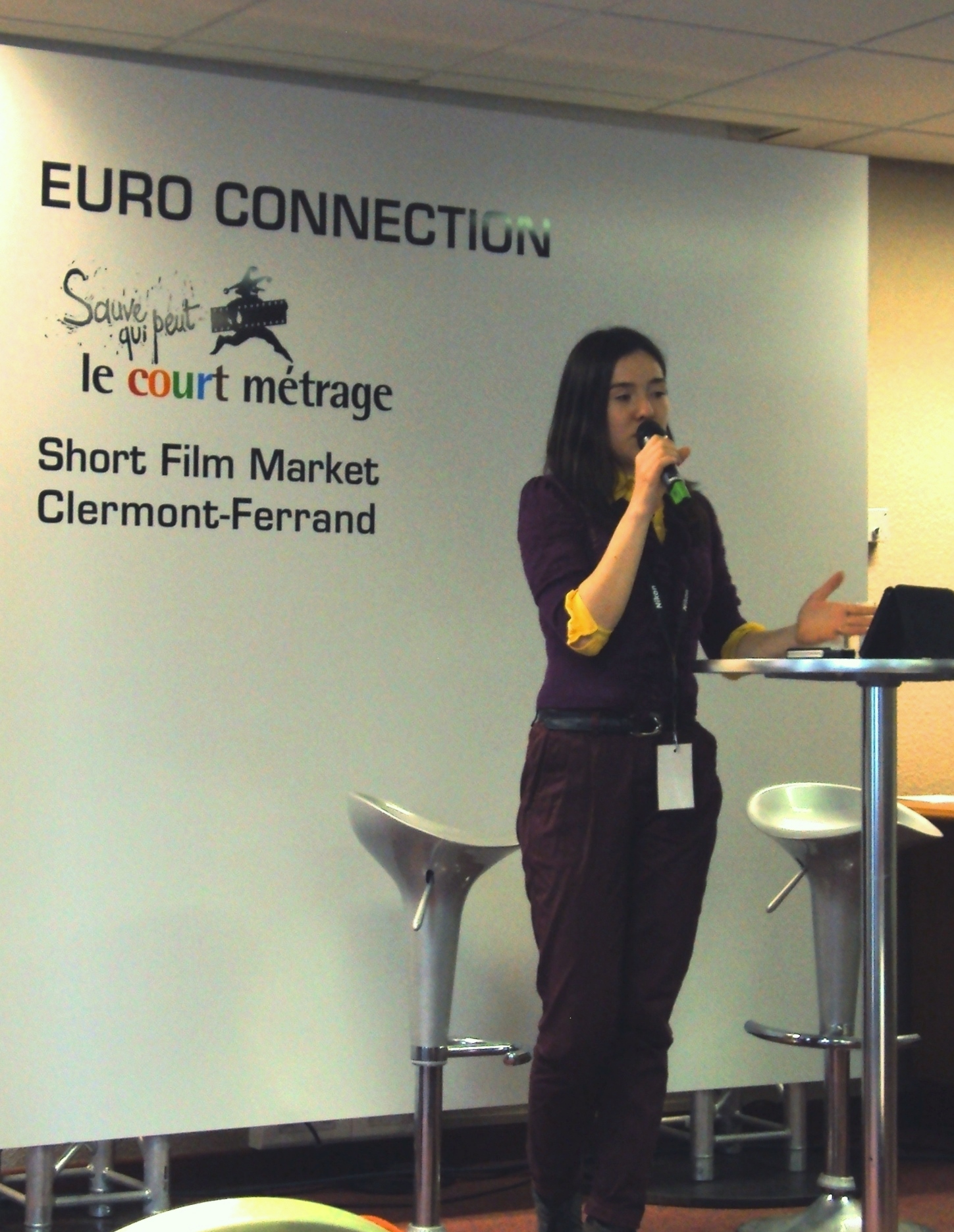 Gabi Suciu presenting Mr. Moonlight @ Euro Connection Short Film Market during Clermont Ferrand Film Festival