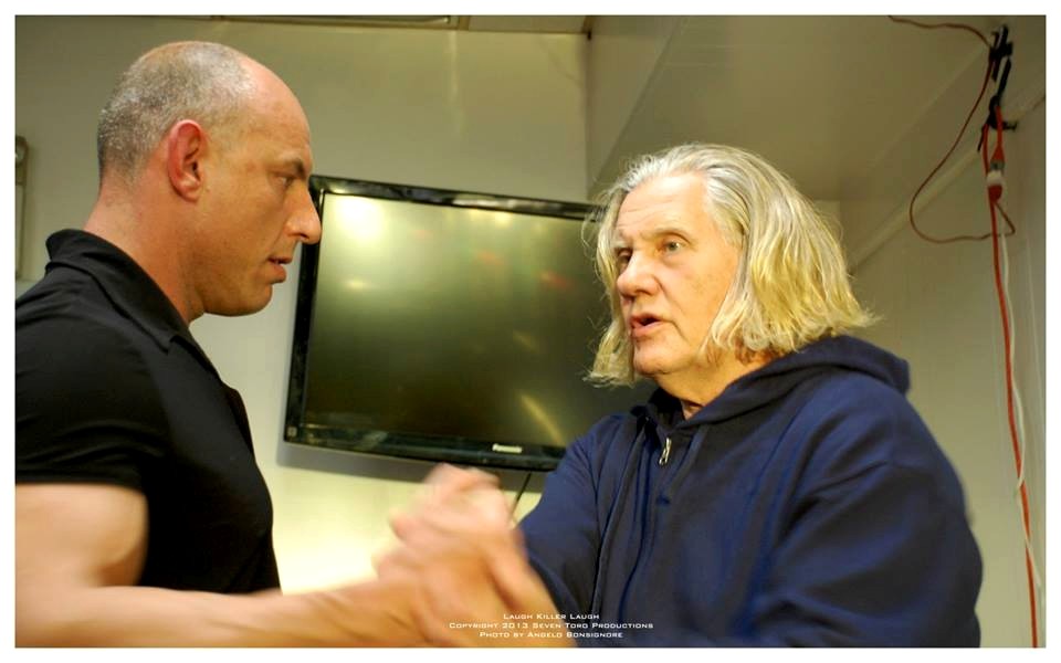 Chris T Margaritis & William Forsythe on the set Of Laugh Killer Laugh