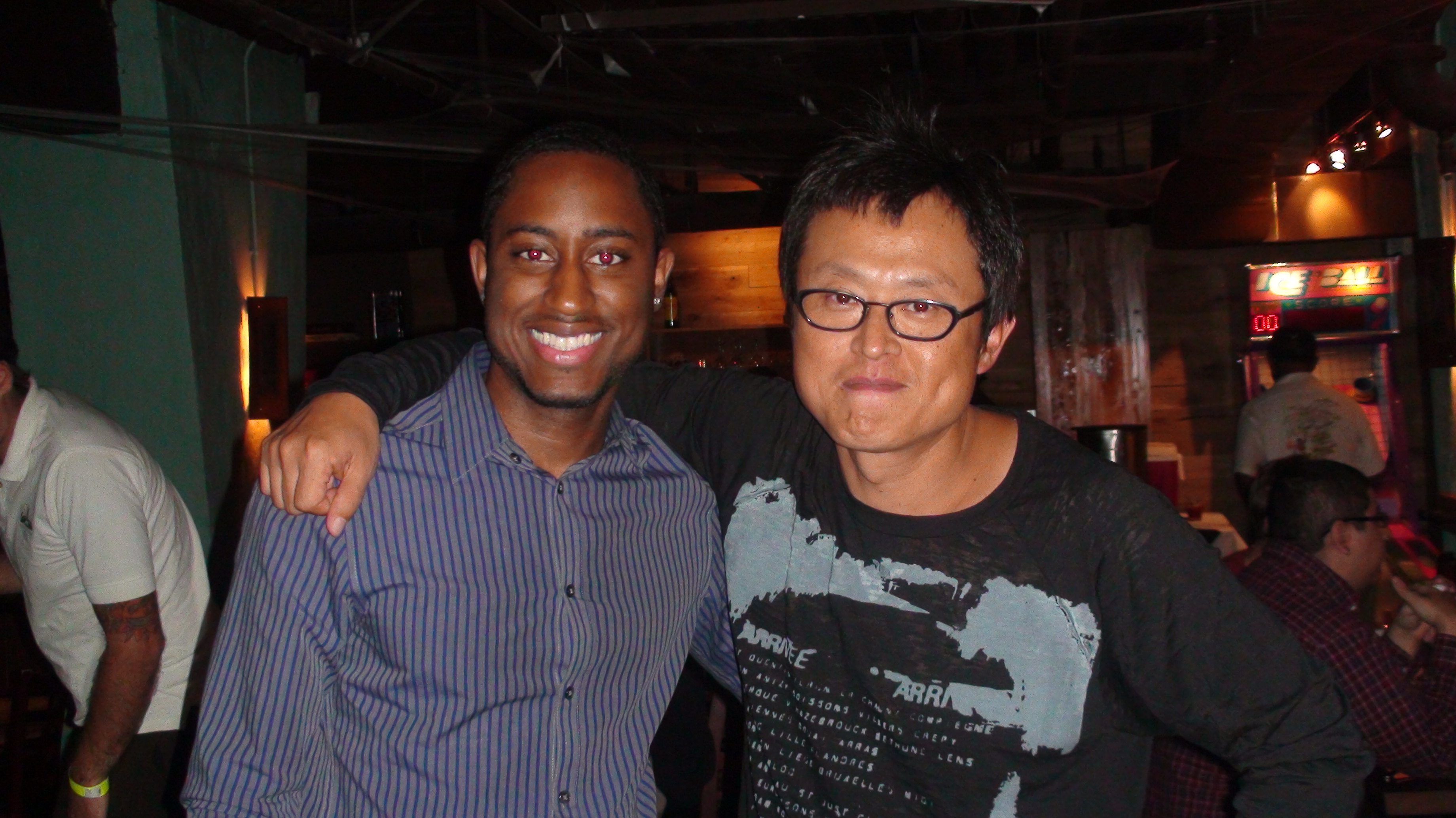Montrel Miller and director/writer Ji-Seung Han at wrap party for Papa