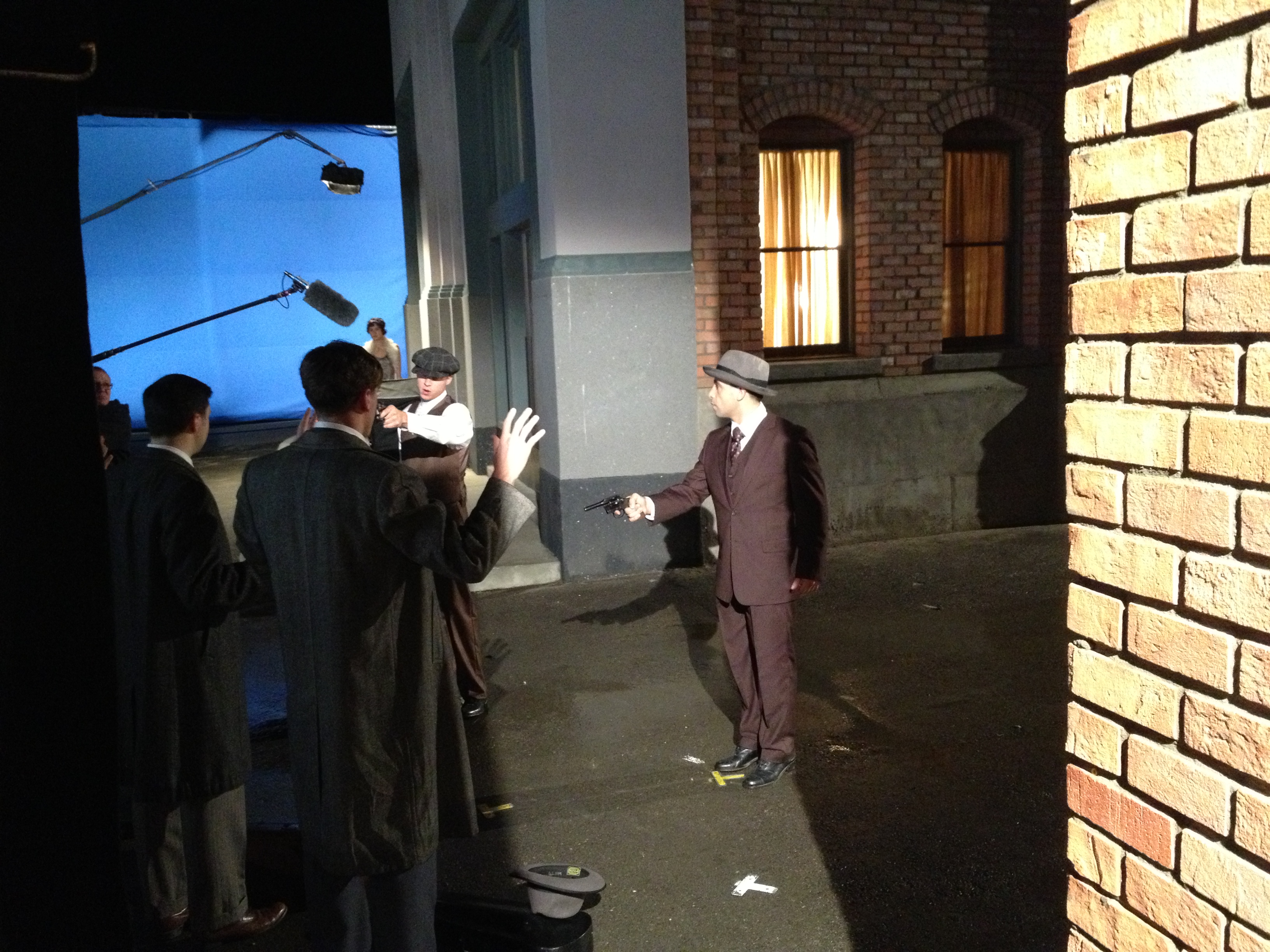 Johnny Cannizzaro on the set of Mob City