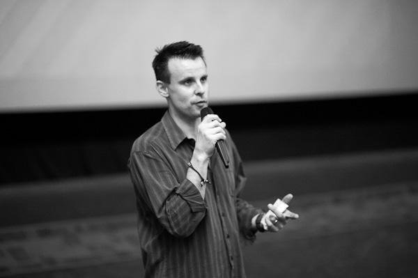 Lincoln Fenner speaking at the World Premiere of MORE 4 ME at the Piccadilly Cinemas.