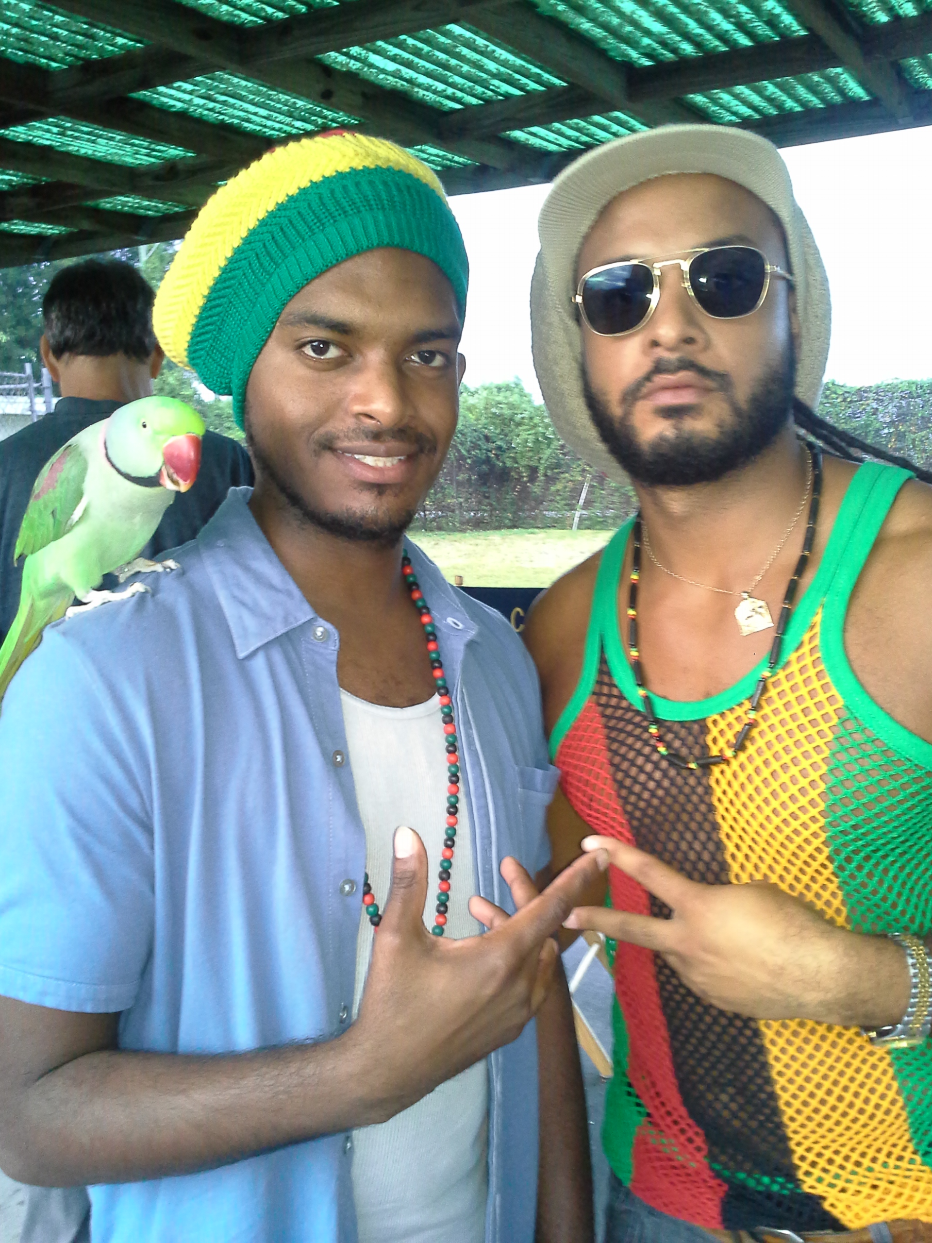 Dayton Sinkia with Brandon Jay McLaren on the set of 