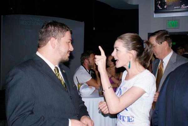 Rick Hendrix and Anne Hathaway on set