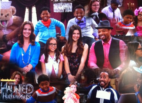 Ava Cantrell as Penelope Pritchard in Cast photos for Haunted Hathaways Episode Haunted Doll on Nickelodeon with Chico Benymon, Amber Montana, Benjamin Flores Jr., Ginifer King, Breanna Yde