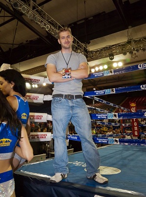 President of Conquest Productions, Brian VanGeem ringside at a World Champion ship fight. Corona affiliated.