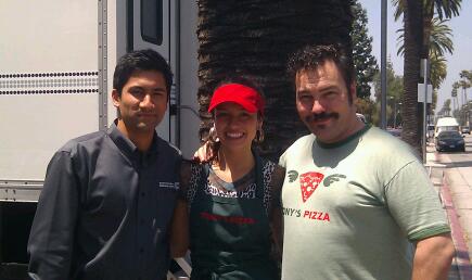 Danilo Di Julio on set with actress Alexandria Rousset and actor Evan Rhoda.