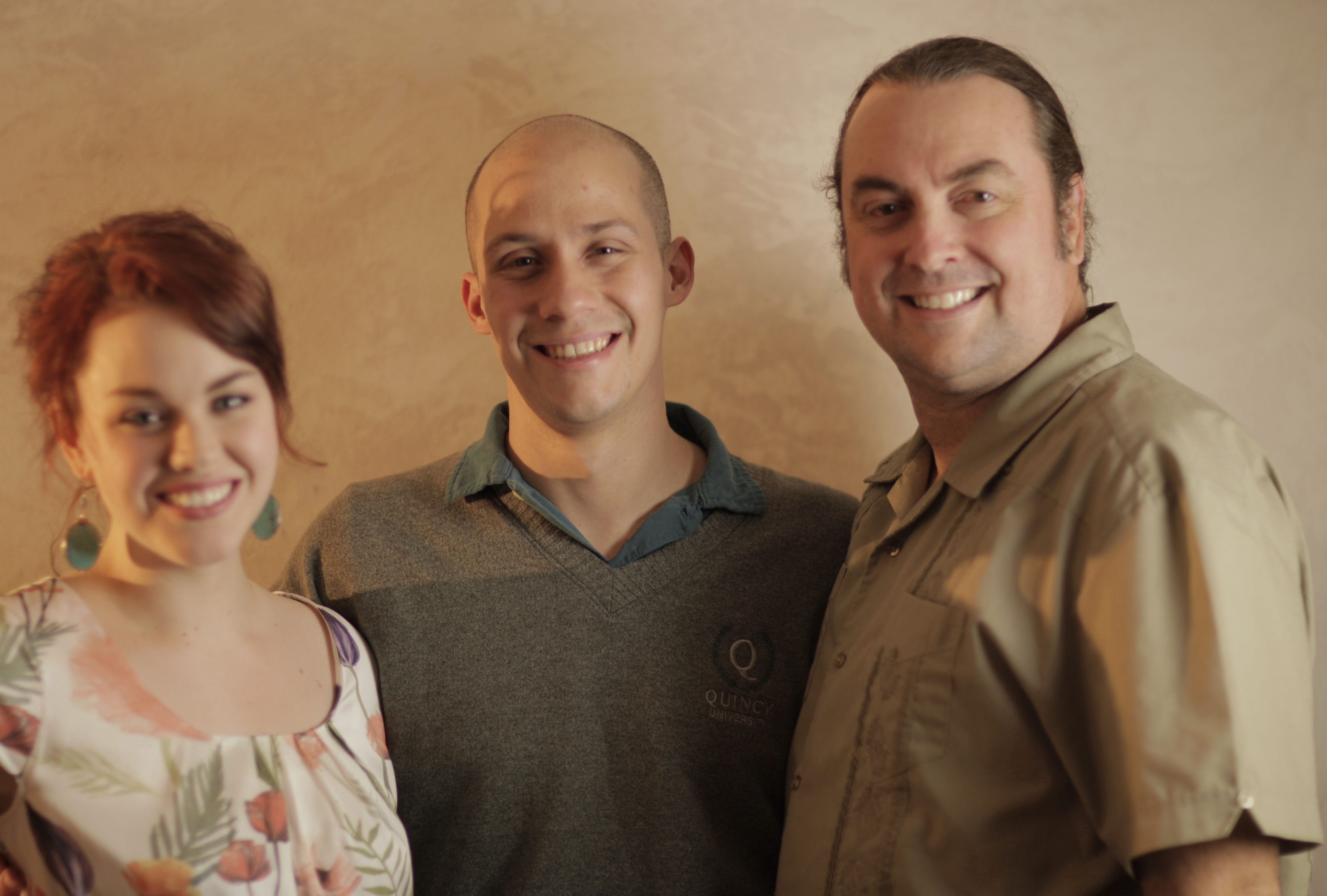 Heather Marie-Georgia Cox, Brian Edward Levario, and The Lowpriest on set for Roadside.