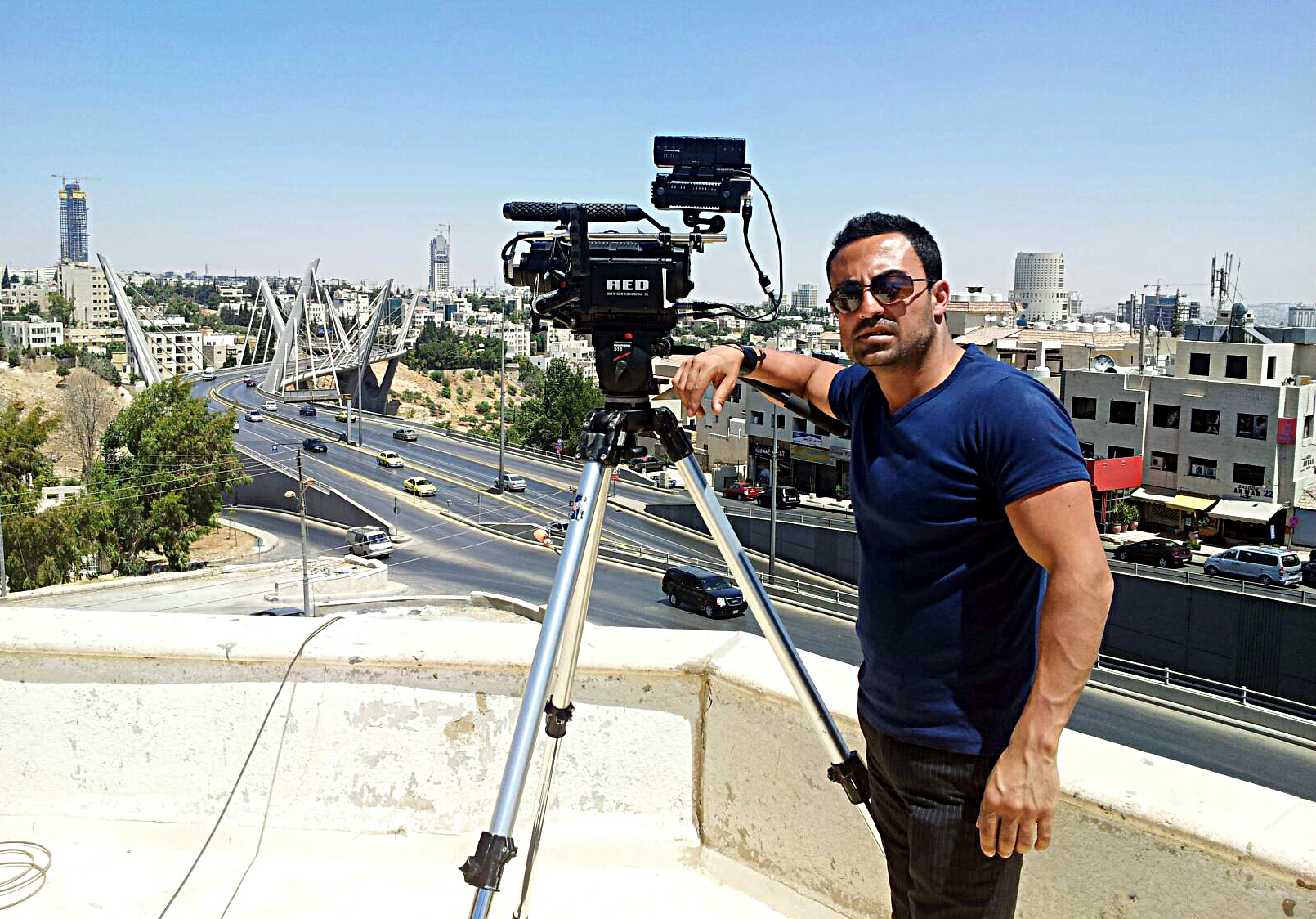 Salar shooting his 2nd feature film Facebook Romance (2012) for American director Mohy Quandour in Amman, Jordan.
