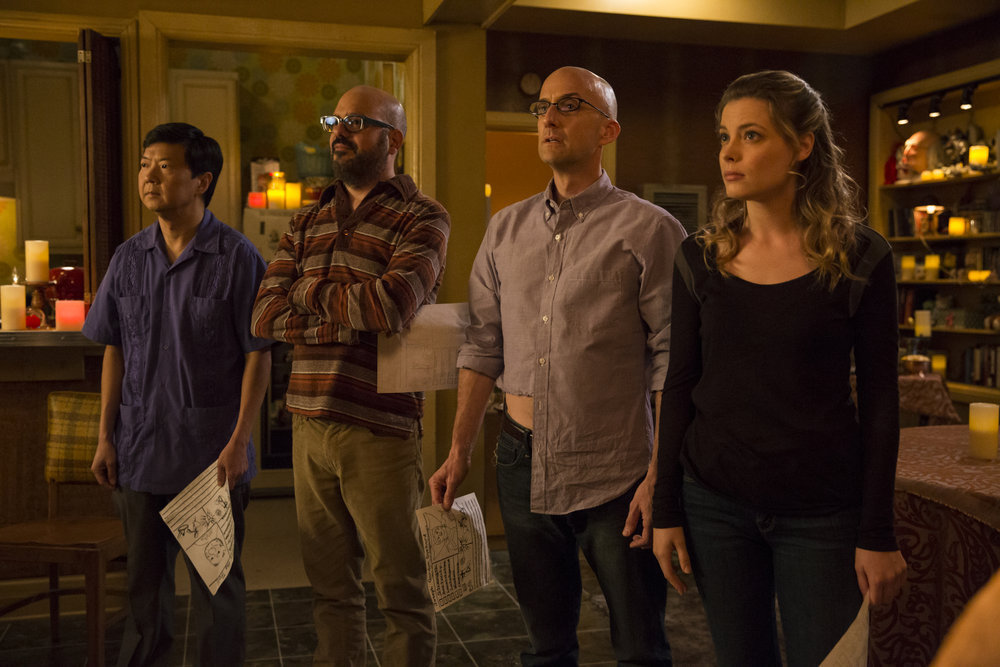 Still of David Cross, Ken Jeong, Jim Rash and Gillian Jacobs in Community (2009)