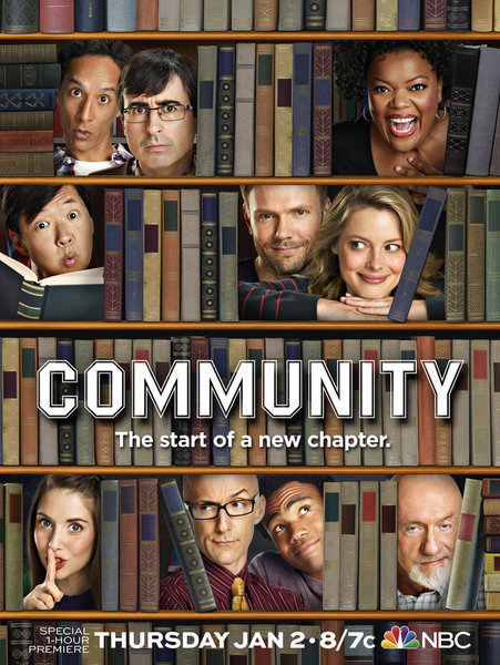 Ken Jeong, Joel McHale, Jim Rash, John Oliver, Yvette Nicole Brown, Alison Brie, Gillian Jacobs, Danny Pudi and Donald Glover in Community (2009)