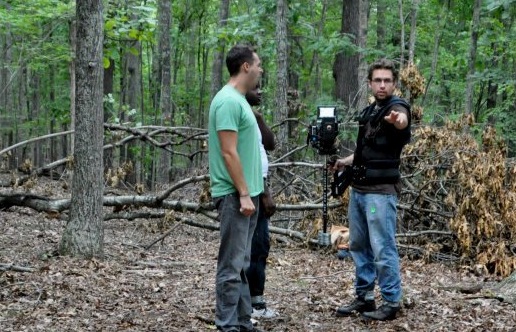 Director Justin Rossbacher mans the Glidecam for climatic chase scene in Finding Faith.