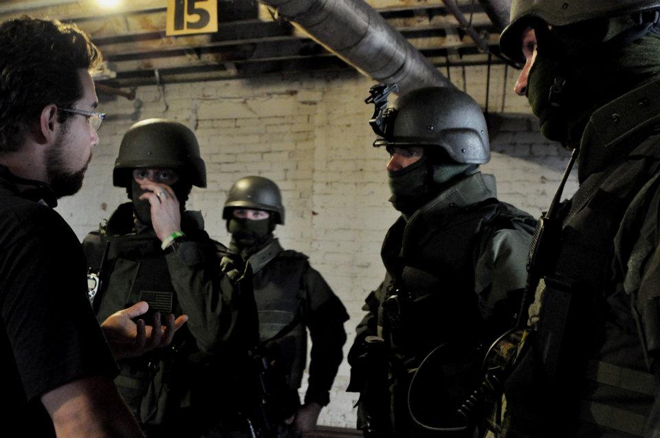 Giving direction to the SWAT team on the set of Finding Faith.