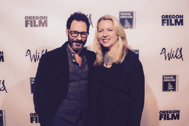 Schulman with author Cheryl Strayed at Wild premiere.