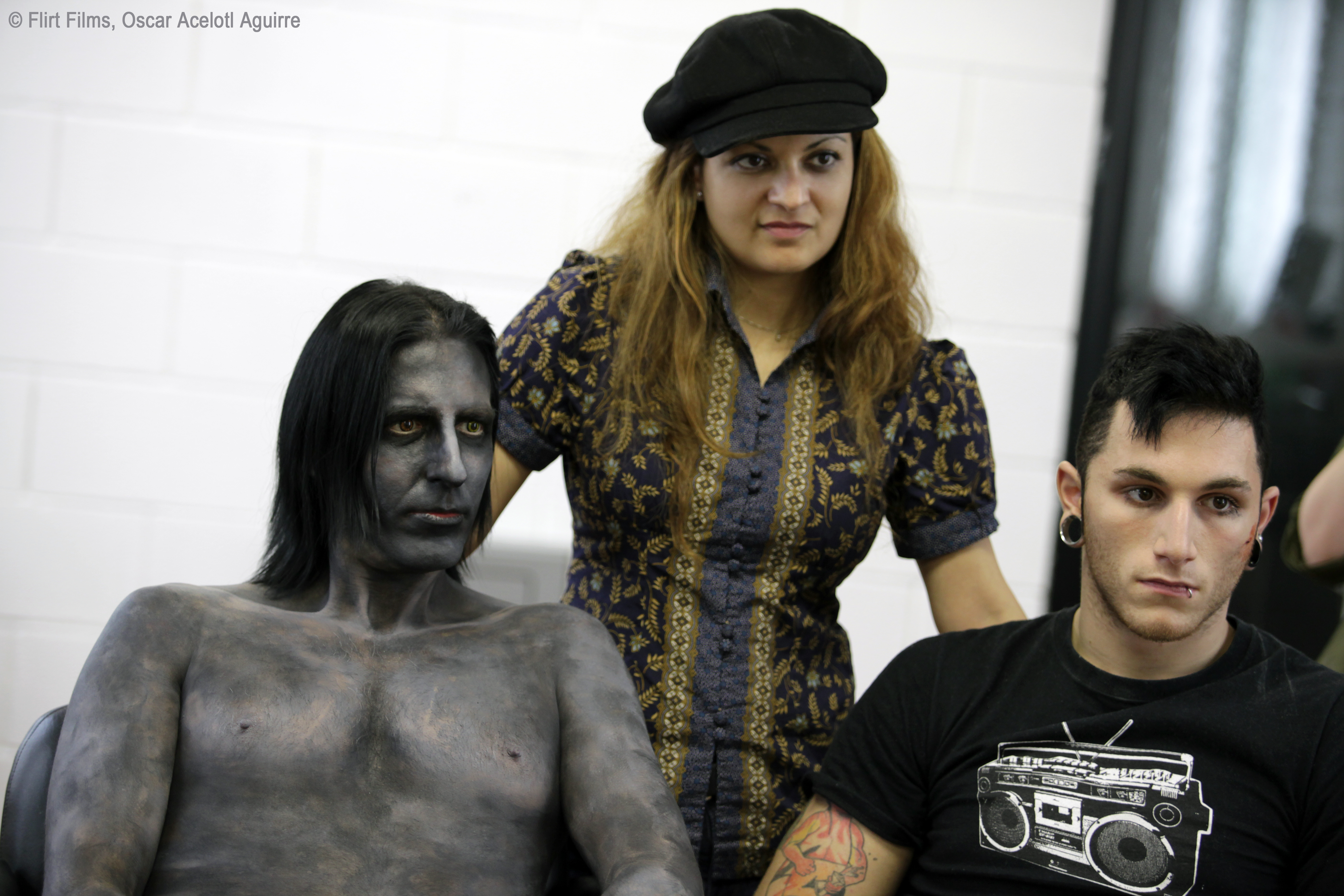 Director Patricia Chica with the two lead actors of Ceramic Tango, Richard Cardinal and Holy Scar, at Studio Mel's.