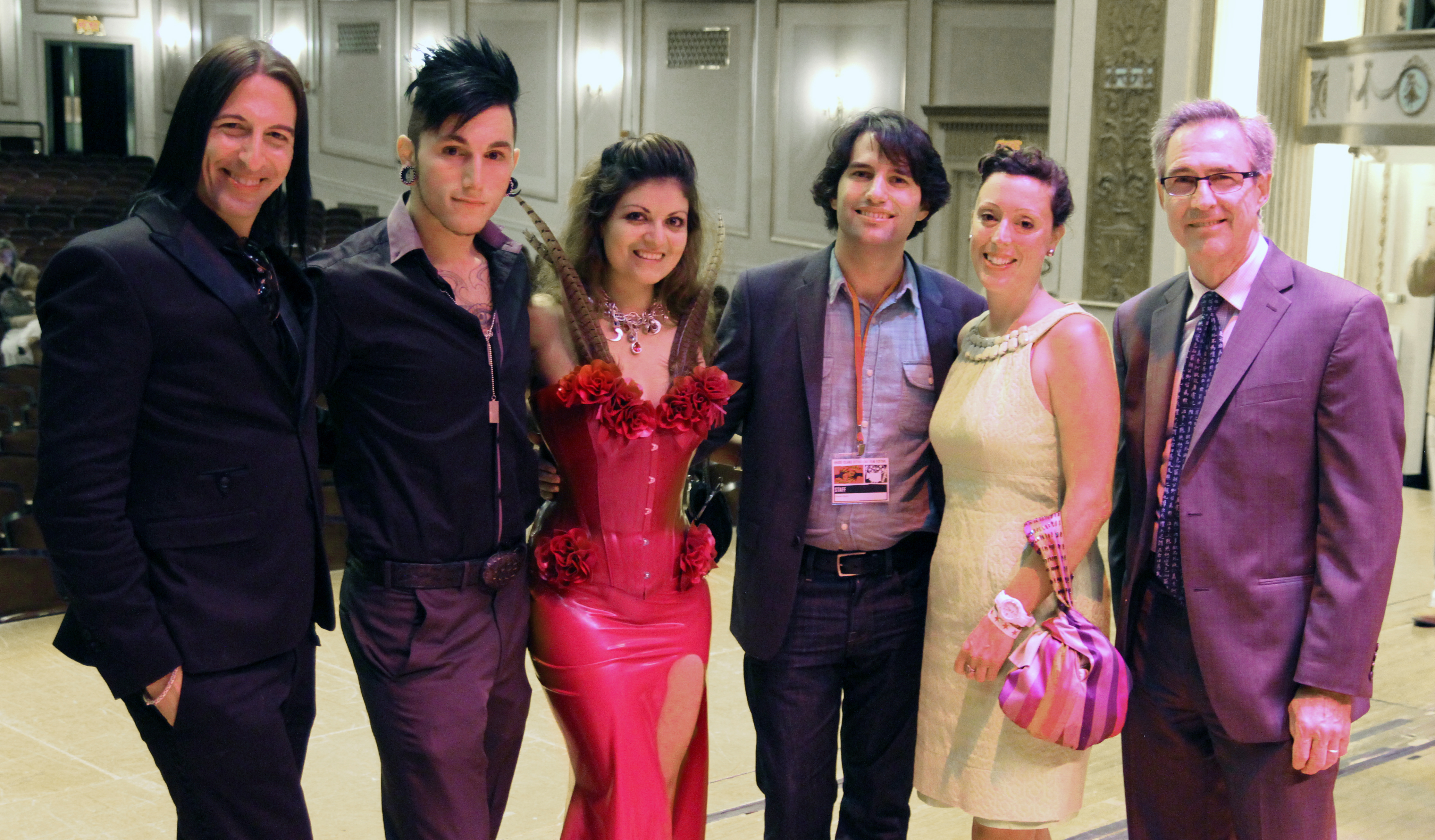 Opening Night at the Rhode Island International Film Festival. From Left to right: Richard Cardinal (actor), Holy Scar (actor), Patricia Chica (director, producer), Shawn Quirk (festival programming director), Marianne Bonnard and Jean Saintonge (Quebe