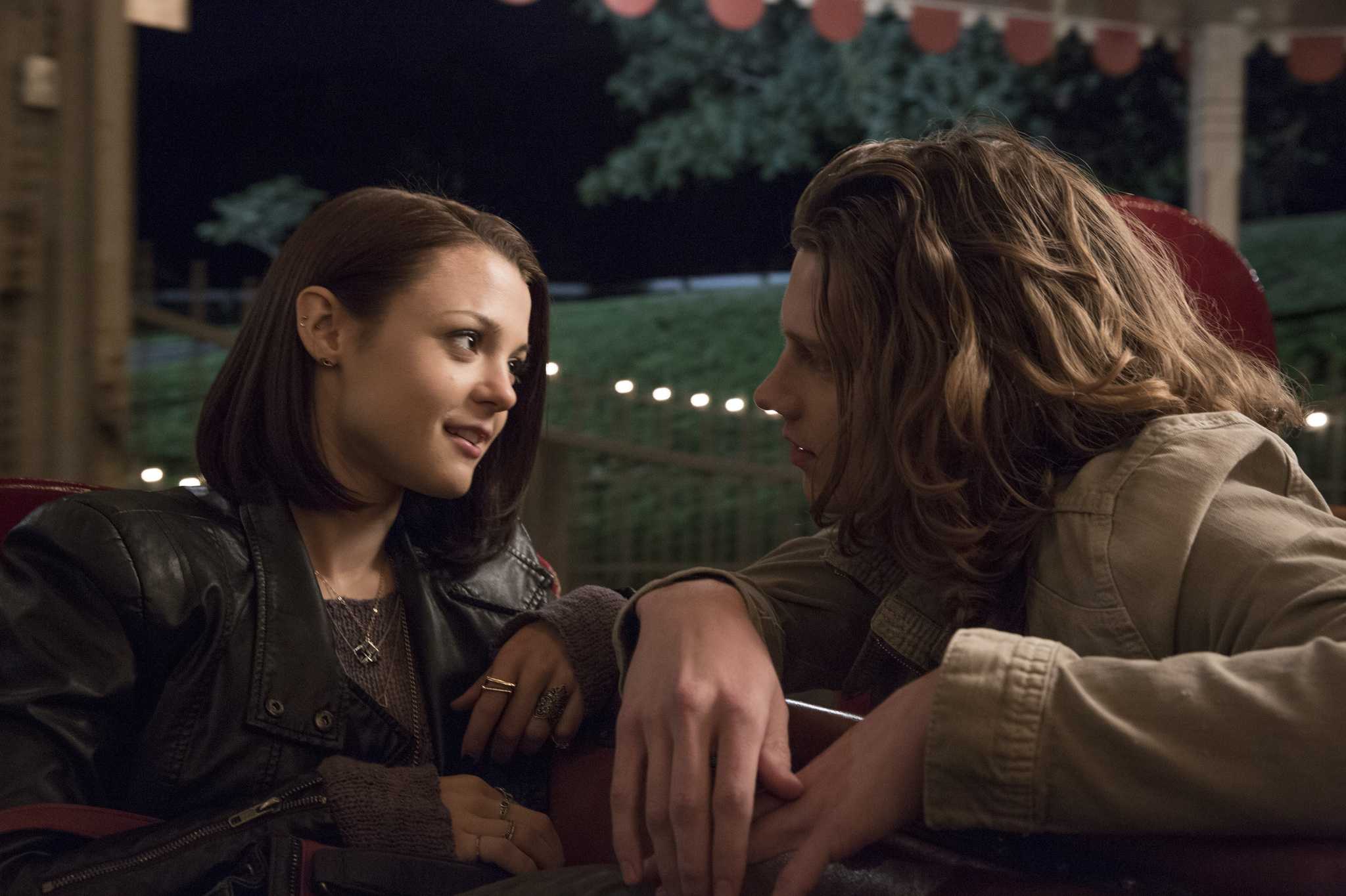 Still of Kathryn Prescott and Alex Saxon in Finding Carter (2014)