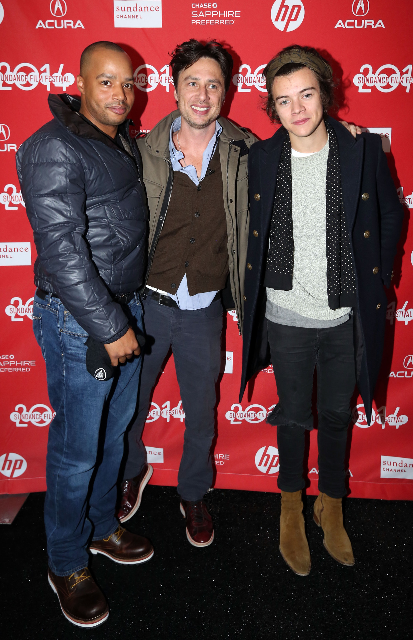 Zach Braff, Donald Faison and Harry Styles at event of Wish I Was Here (2014)