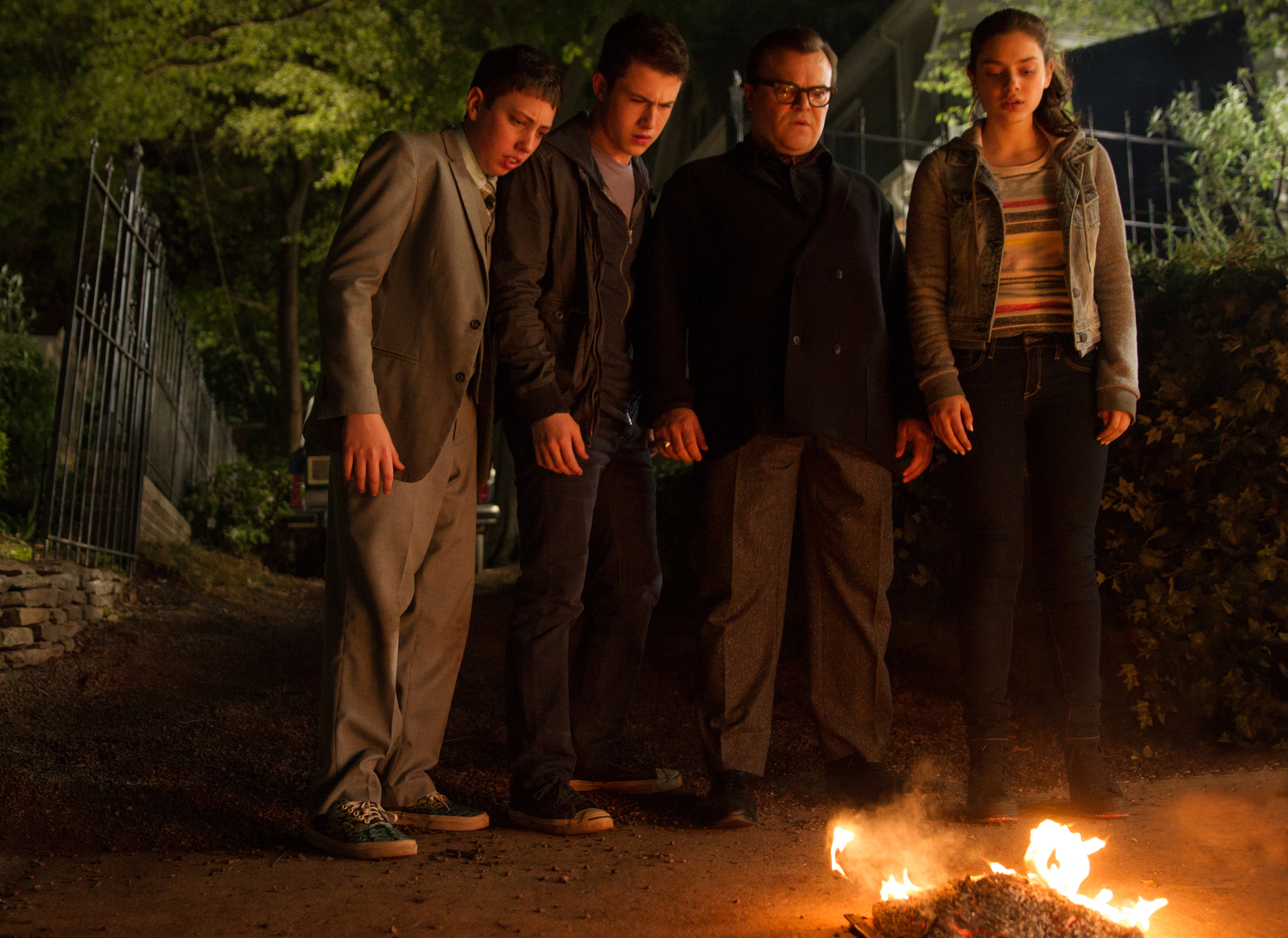 Still of Jack Black, Dylan Minnette, Ryan Lee and Odeya Rush in Siurpuliukai (2015)