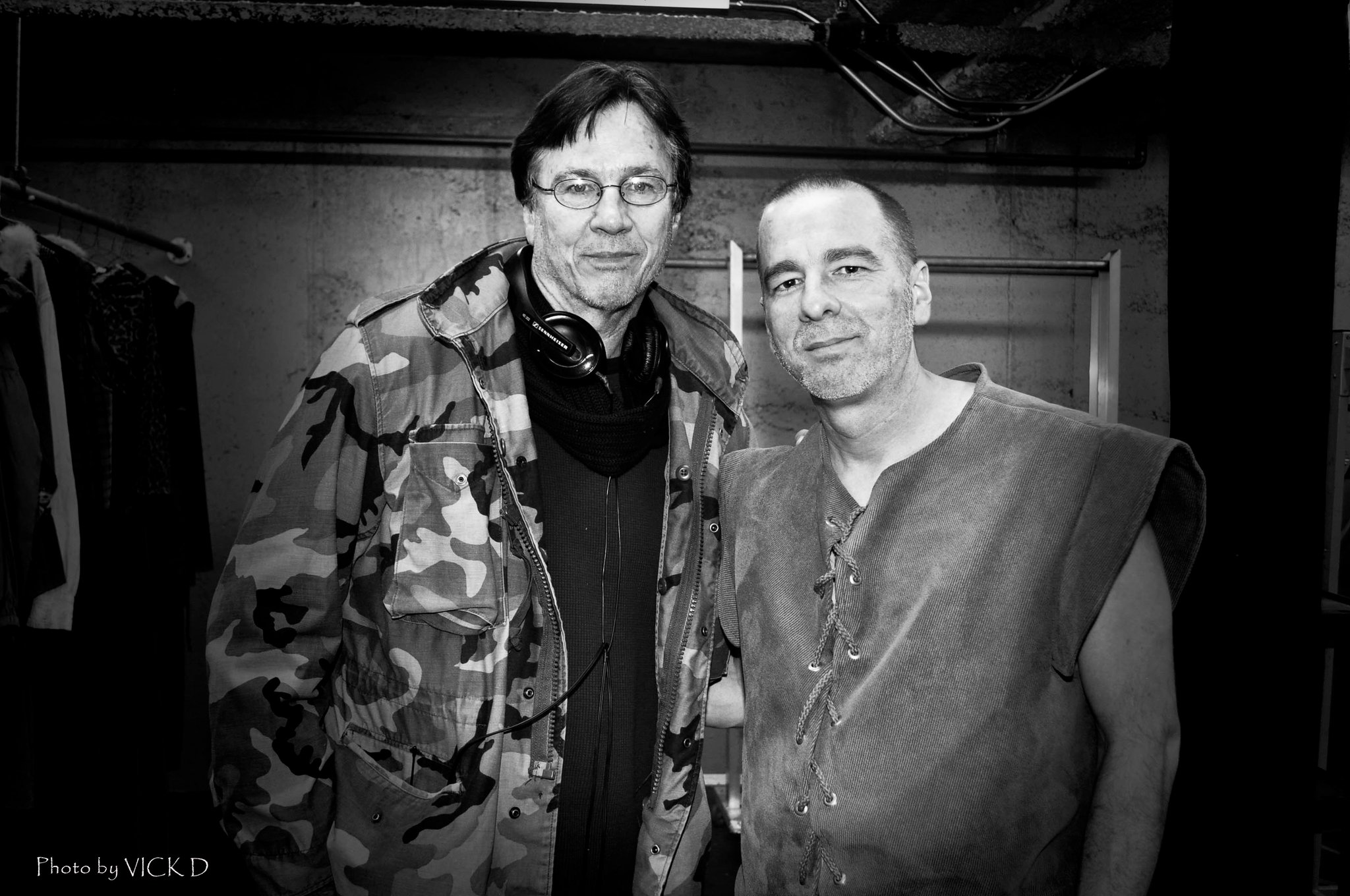 Thom Rockwell with director Richard Hatch on the set of White Wings.