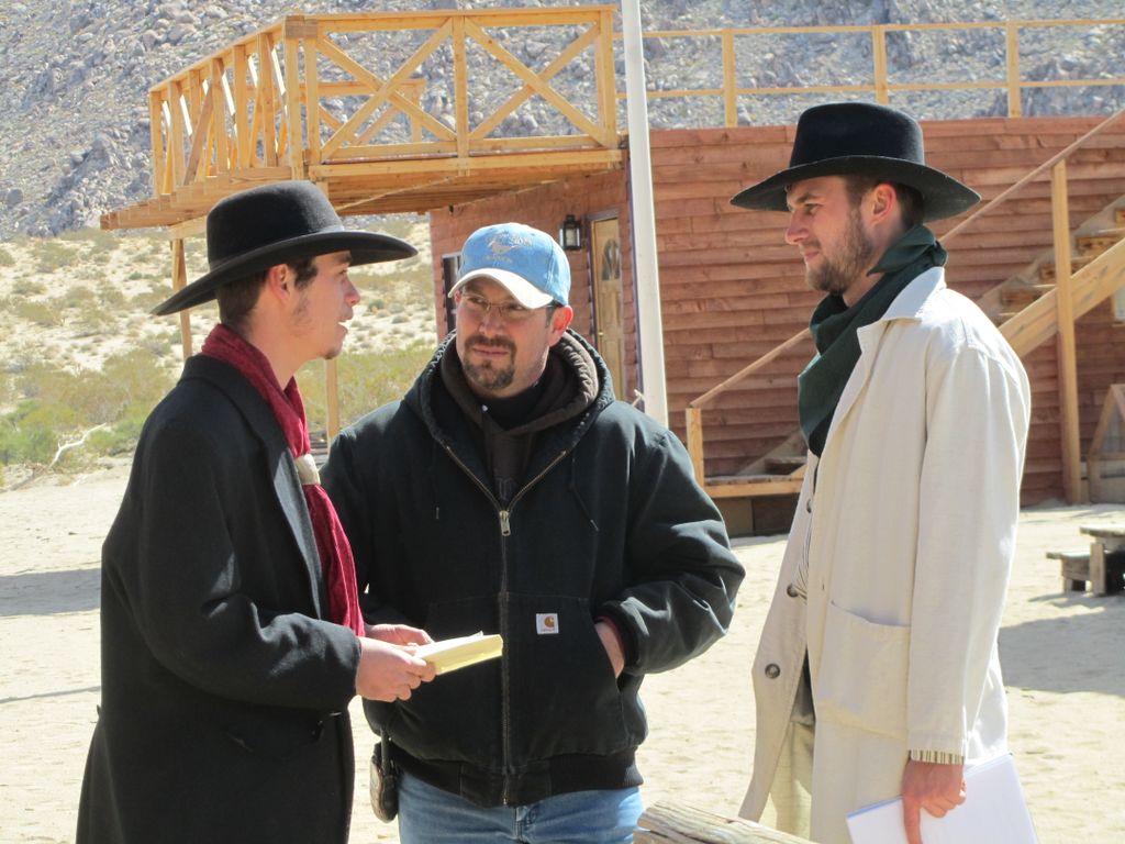 Going over their lines on Prodigal set