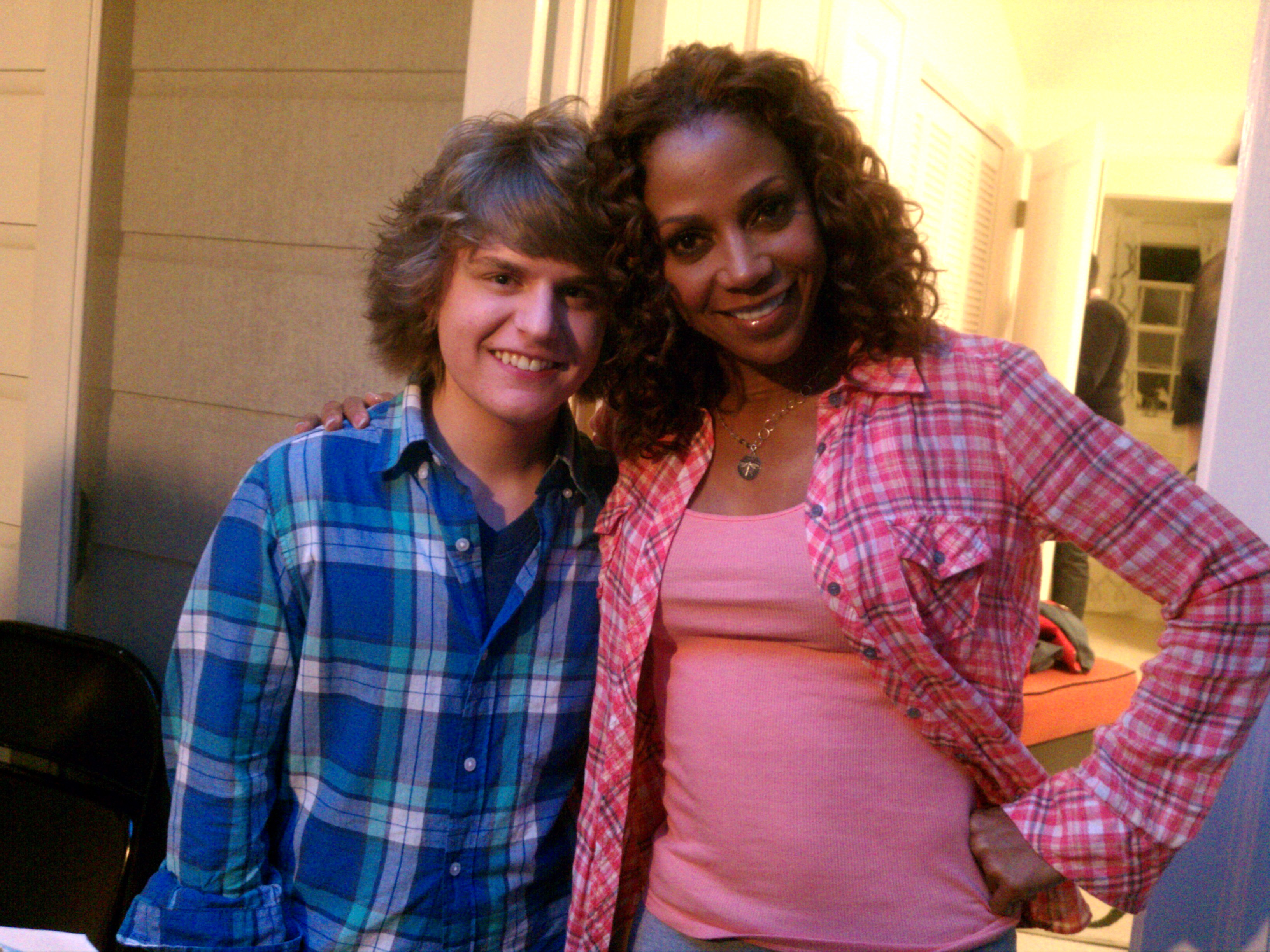 5/14/11 Maxwell Chase with Holly Robinson Peete on the set of 'Backyard Summer Fun'