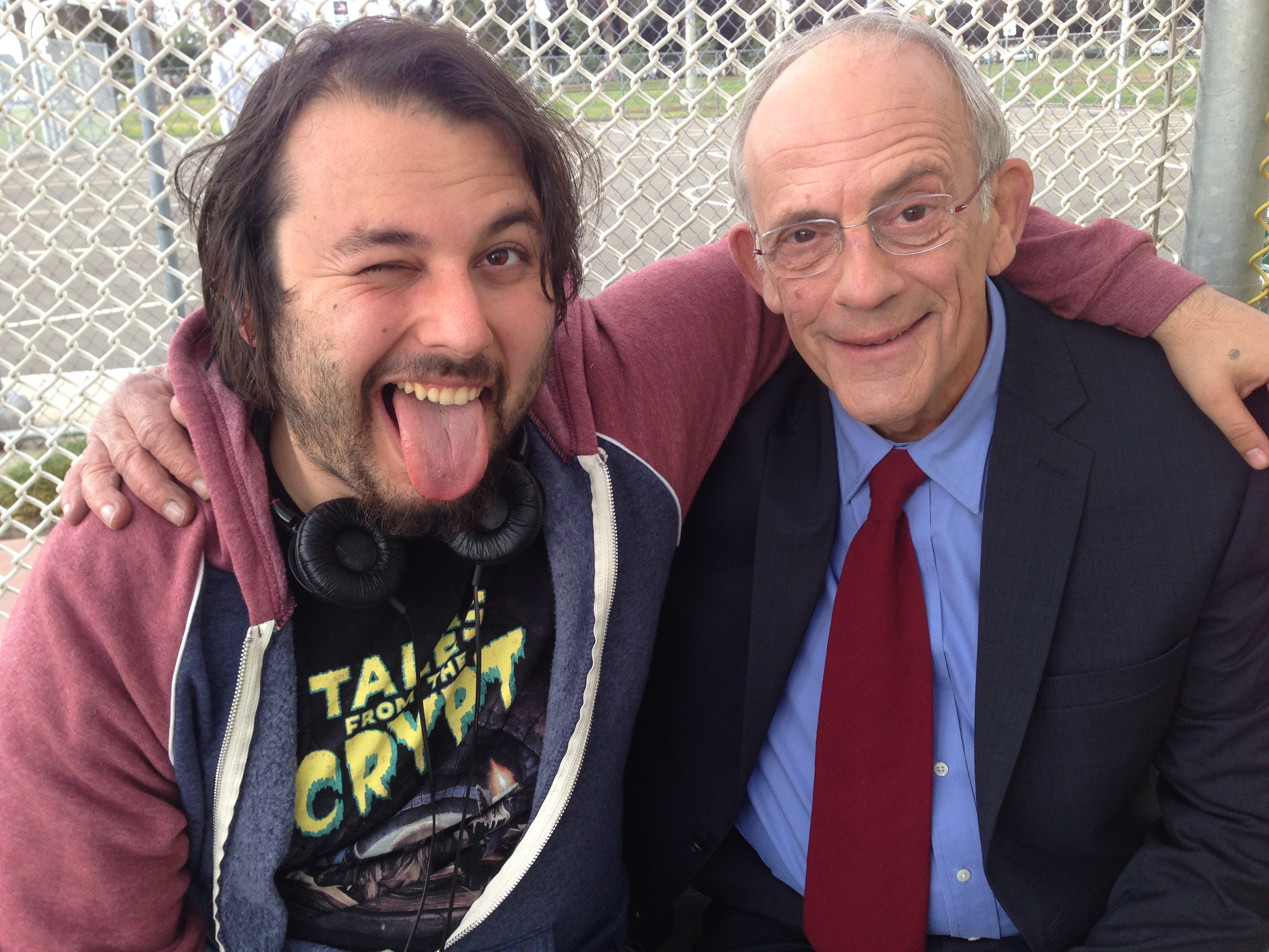James Cullen Bressack with actor Christopher Lloyd on the set of Blood Lake