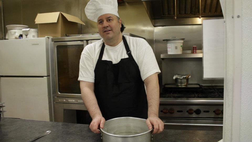 Actor Joe Jafo Carriere on location for the comedy film DJ STAN DA MAN (2014) as Terrance The Chef