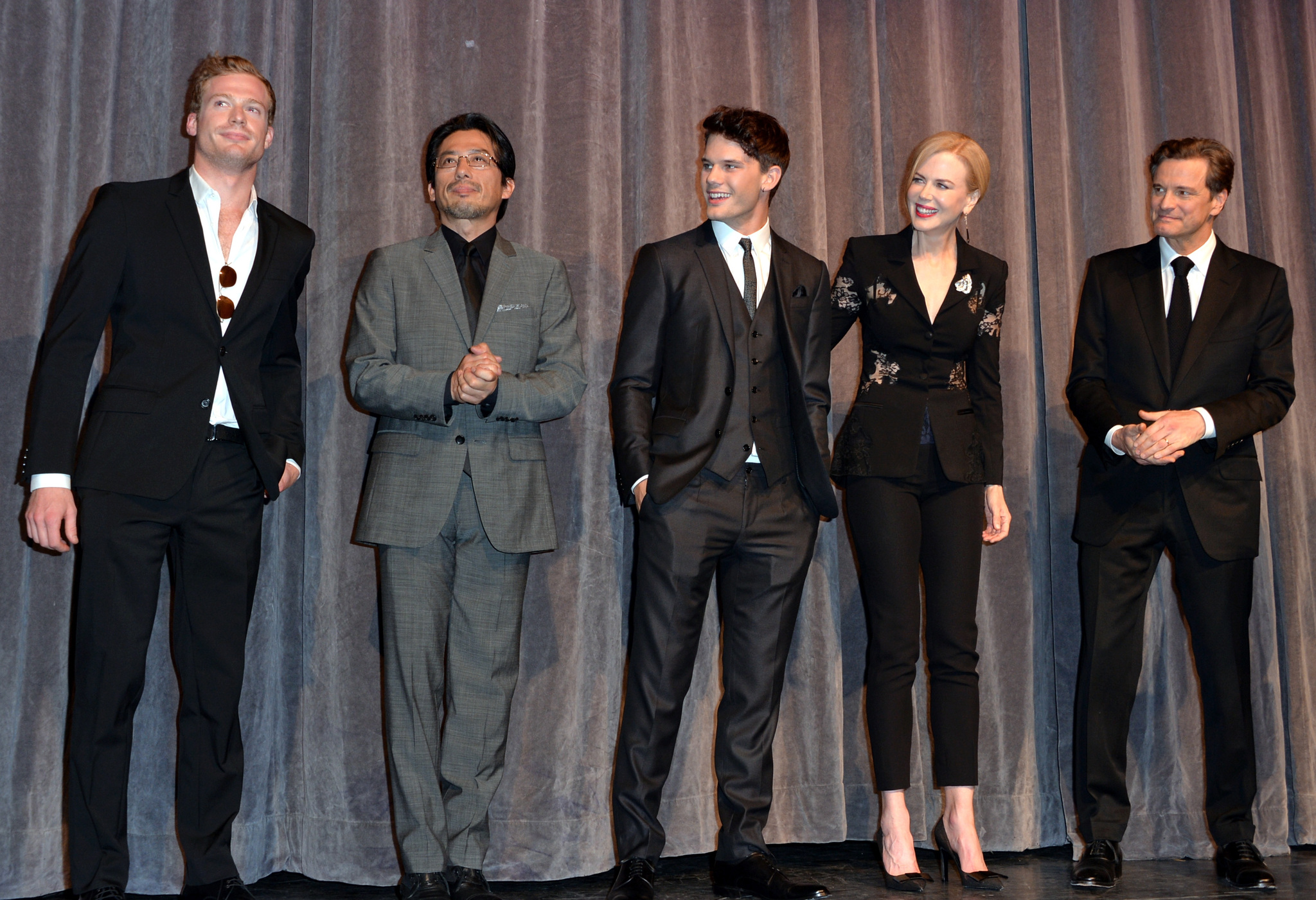 Colin Firth, Nicole Kidman, Hiroyuki Sanada, Sam Reid and Jeremy Irvine at event of The Railway Man (2013)