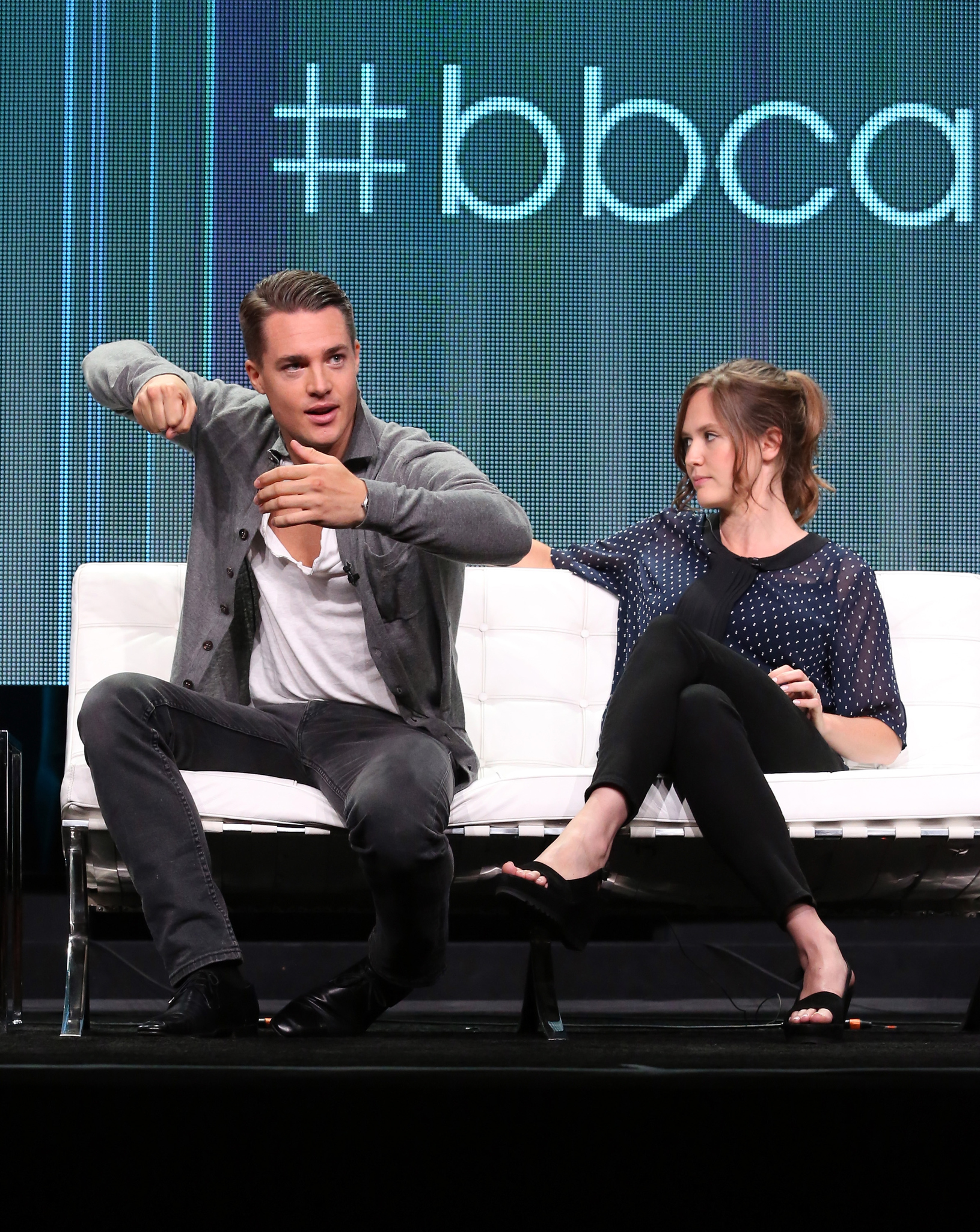 Emily Cox and Alexander Dreymon at event of The Last Kingdom (2015)