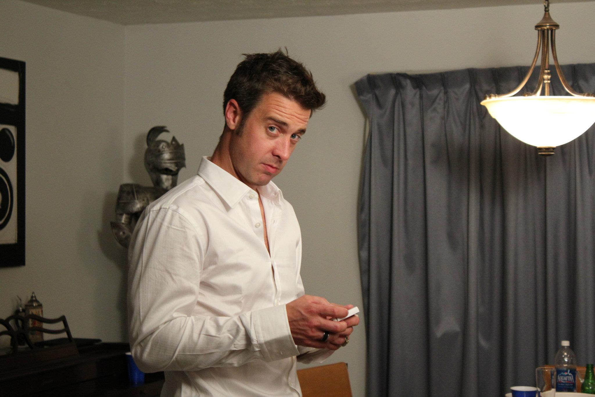 Joshua Bentley as Johnny Durbin prepares for a scene in 21 Days of Seaton and Closet Case