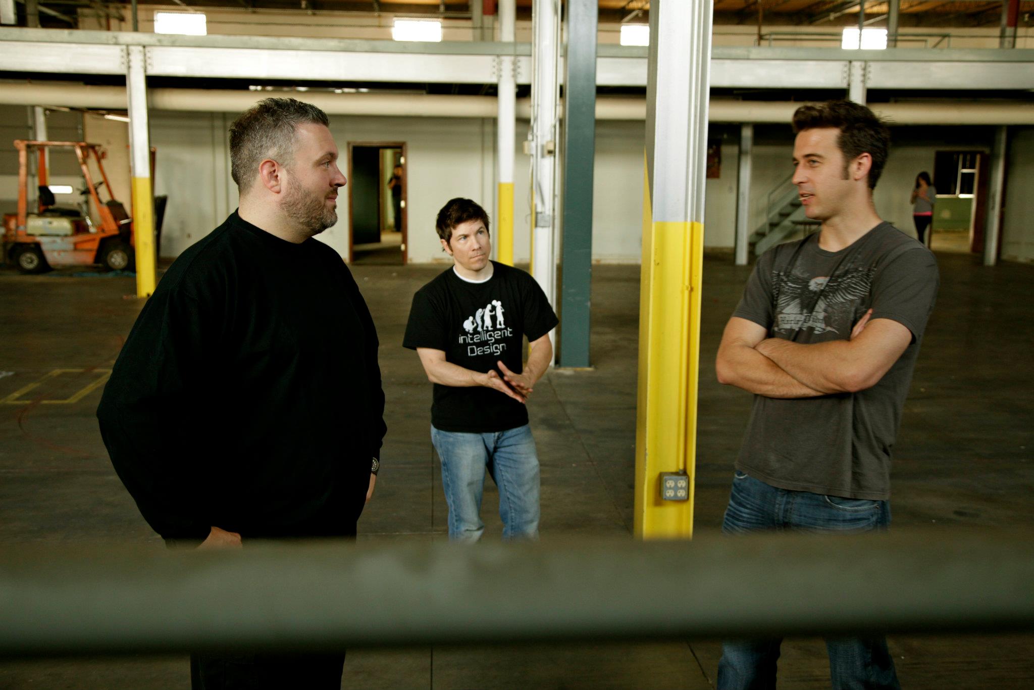 The three guys plot something.  with Kody Kiser, Harold Littrell and Joshua Bentley from 21 Days of Seaton.