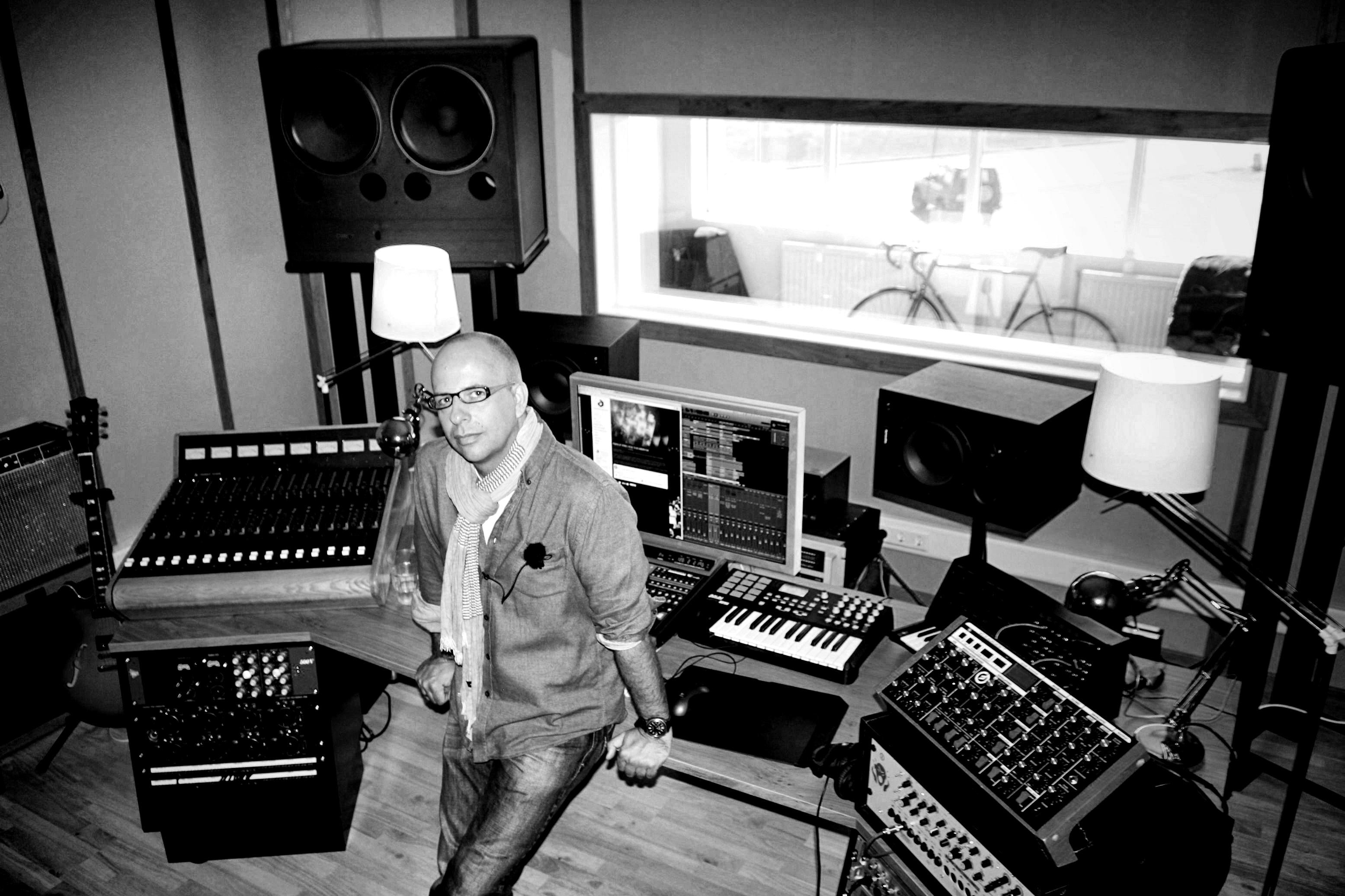 Composer Petur Jonsson in his studio