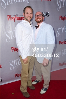Producer Michael Vinton and host of Dish It Out! Tony Spatafora at the opening of Stoneface at the Pasadena Playhouse.